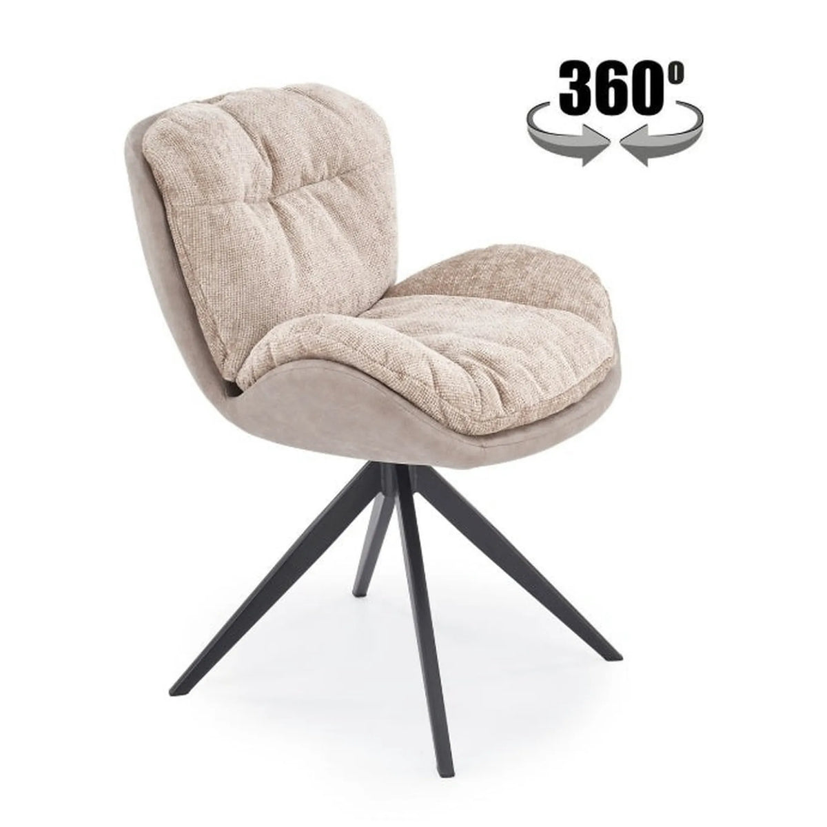 Scaun rotativ K599, bej/negru, stofa/piele ecologica/metal, 62x67x85 cm