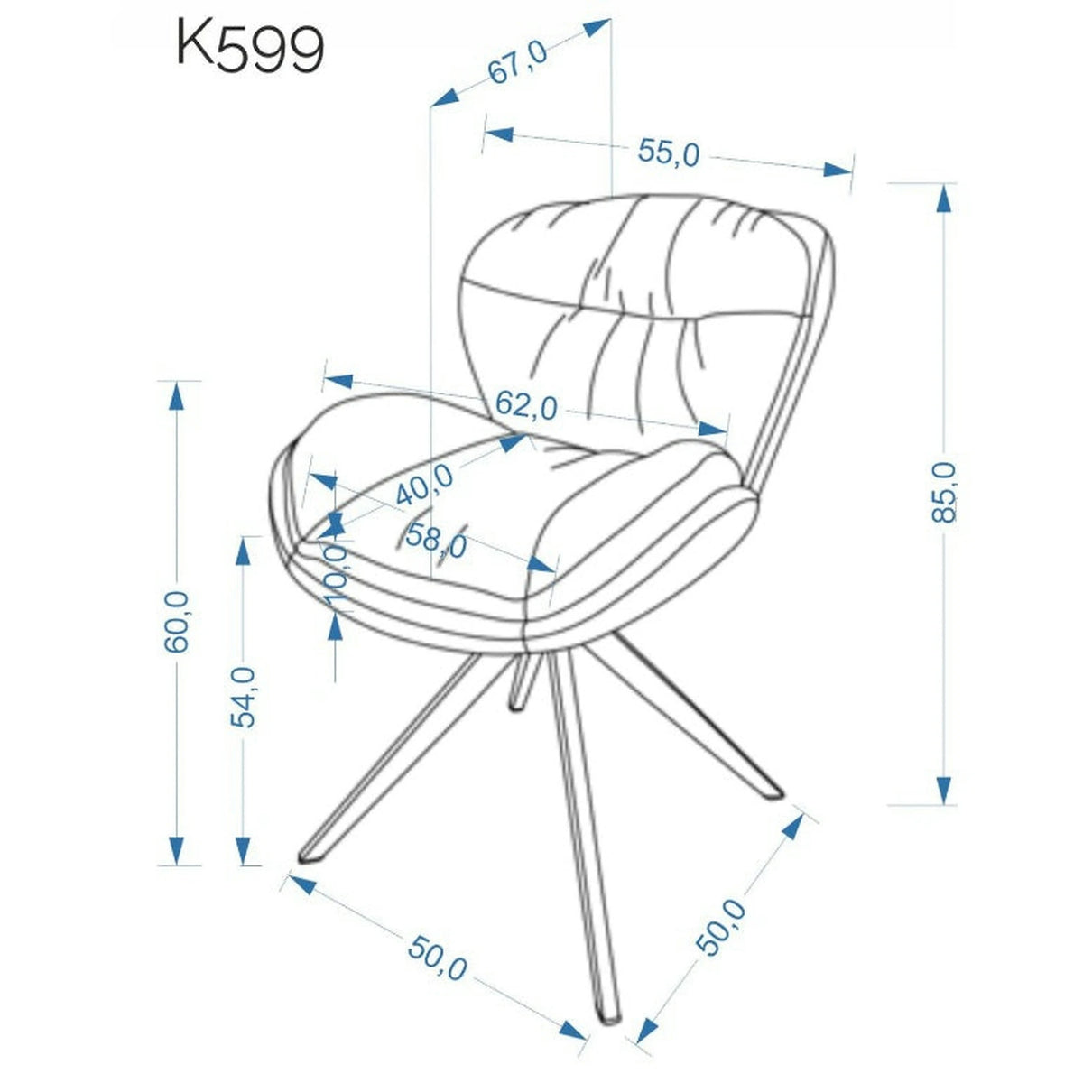 Scaun rotativ K599, bej/negru, stofa/piele ecologica/metal, 62x67x85 cm