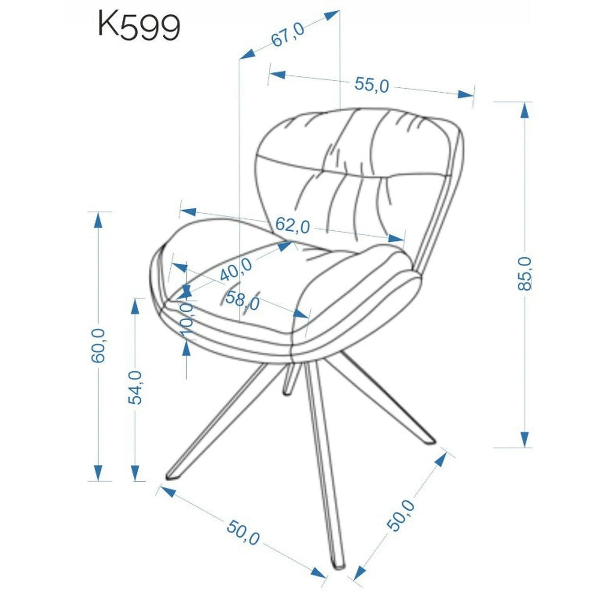 Scaun rotativ K599, gri/negru, stofa/piele ecologica/metal, 62x67x85 cm