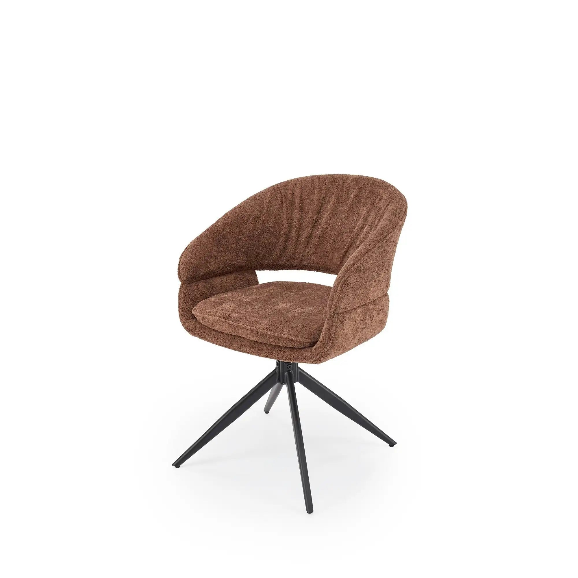 Scaun rotativ K602, maro/negru, stofa plusata/metal, 57x62x82 cm