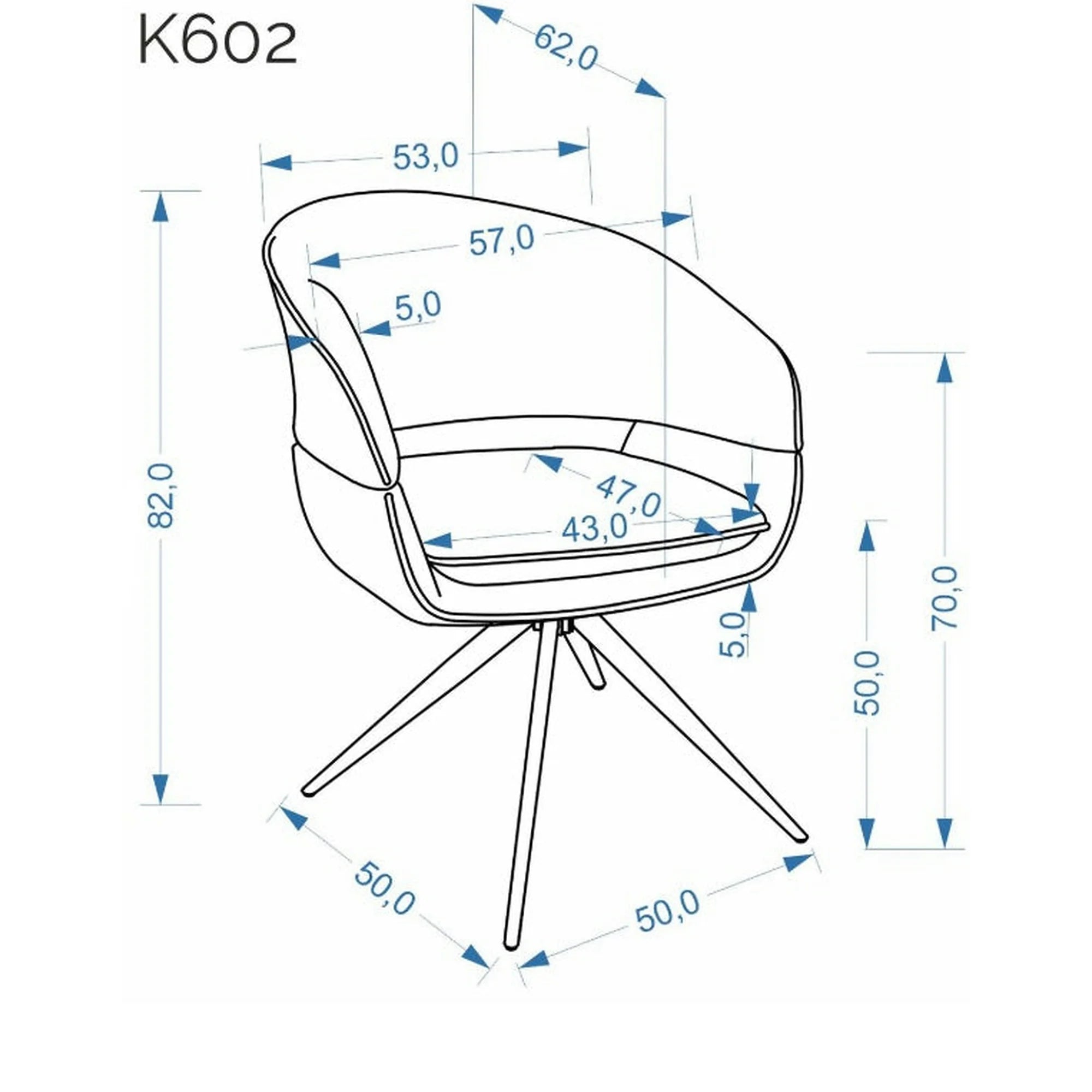 Scaun rotativ K602, maro/negru, stofa plusata/metal, 57x62x82 cm