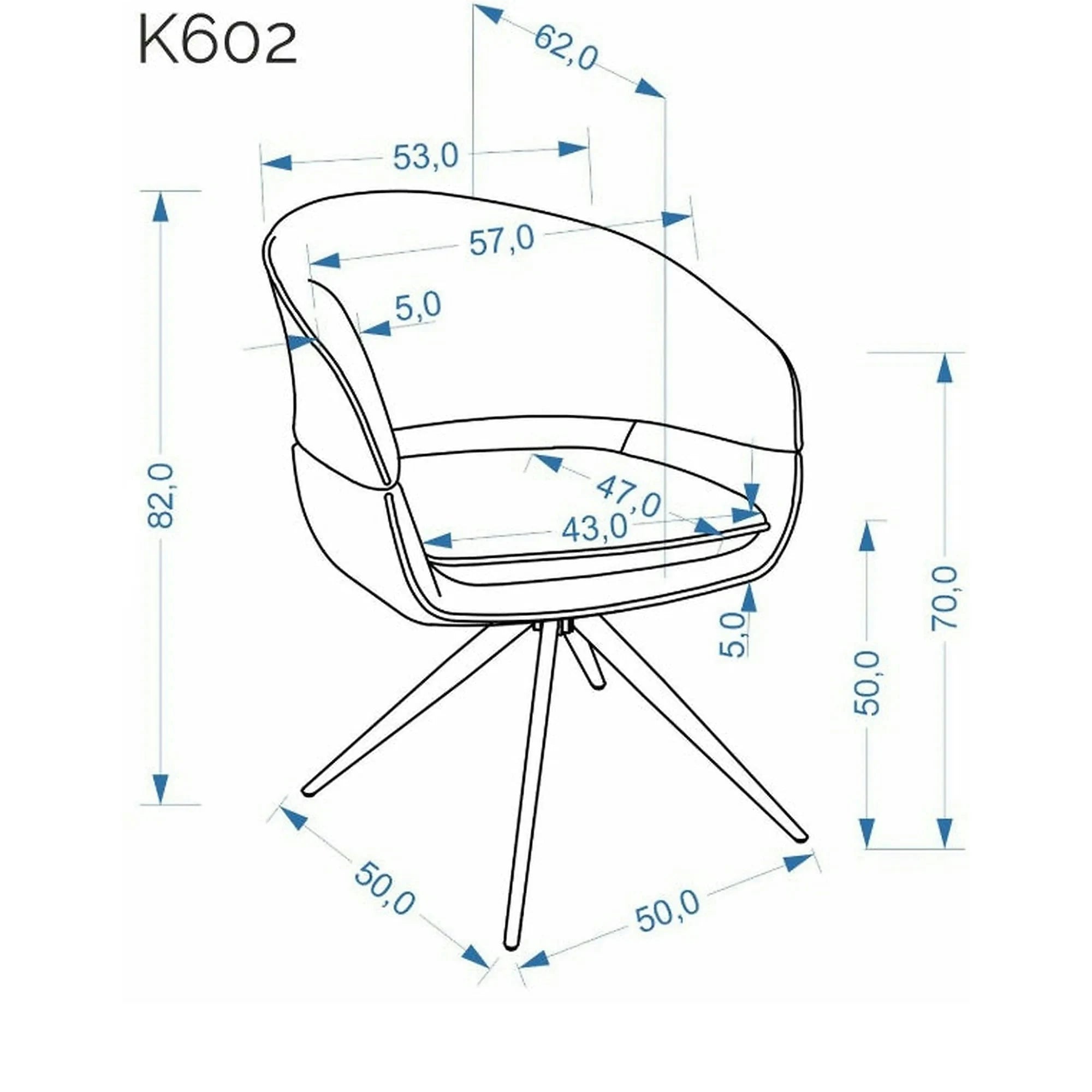 Scaun rotativ K602, maro/negru, stofa plusata/metal, 57x62x82 cm