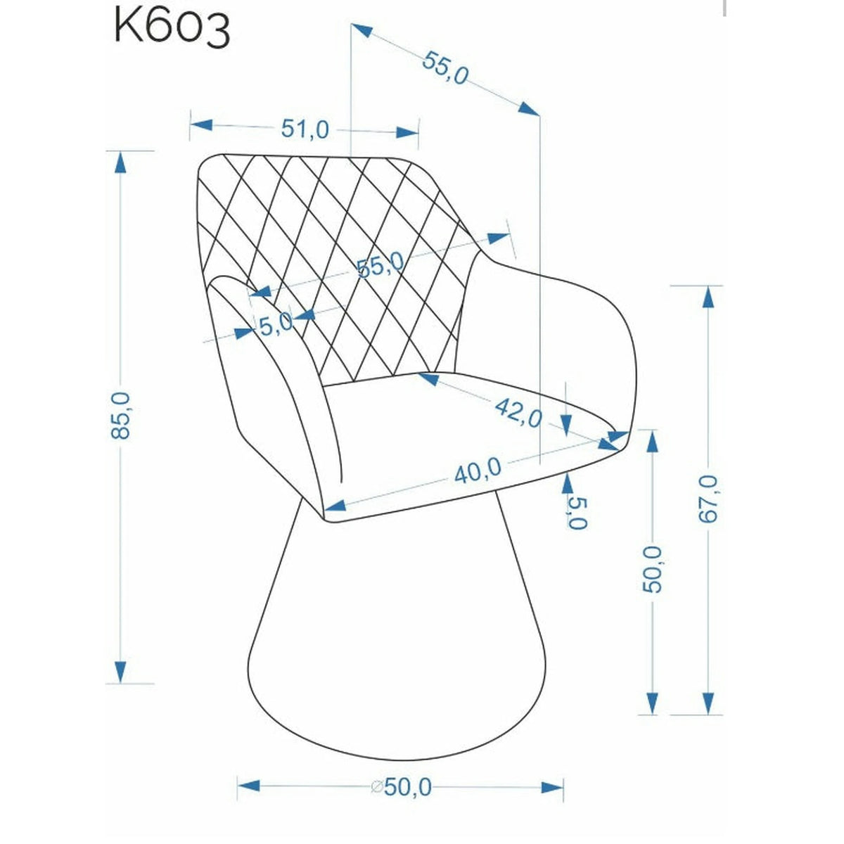 Scaun rotativ K603, stofa clasica bej, 55x55x85 cm