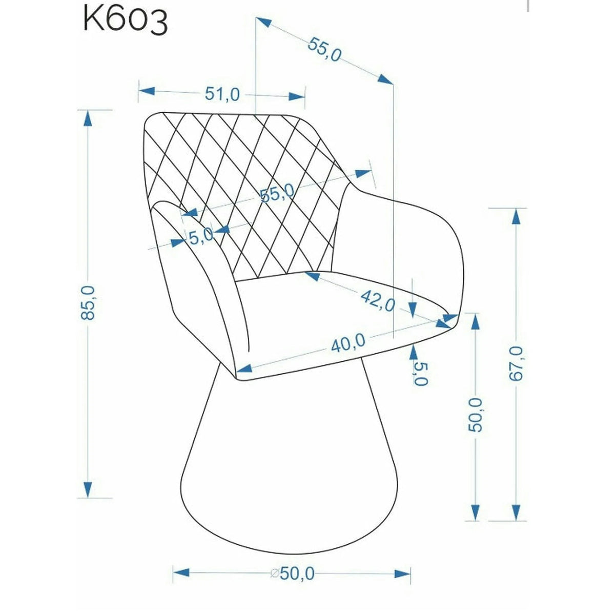 Scaun rotativ K603, stofa clasica gri, 55x55x85 cm