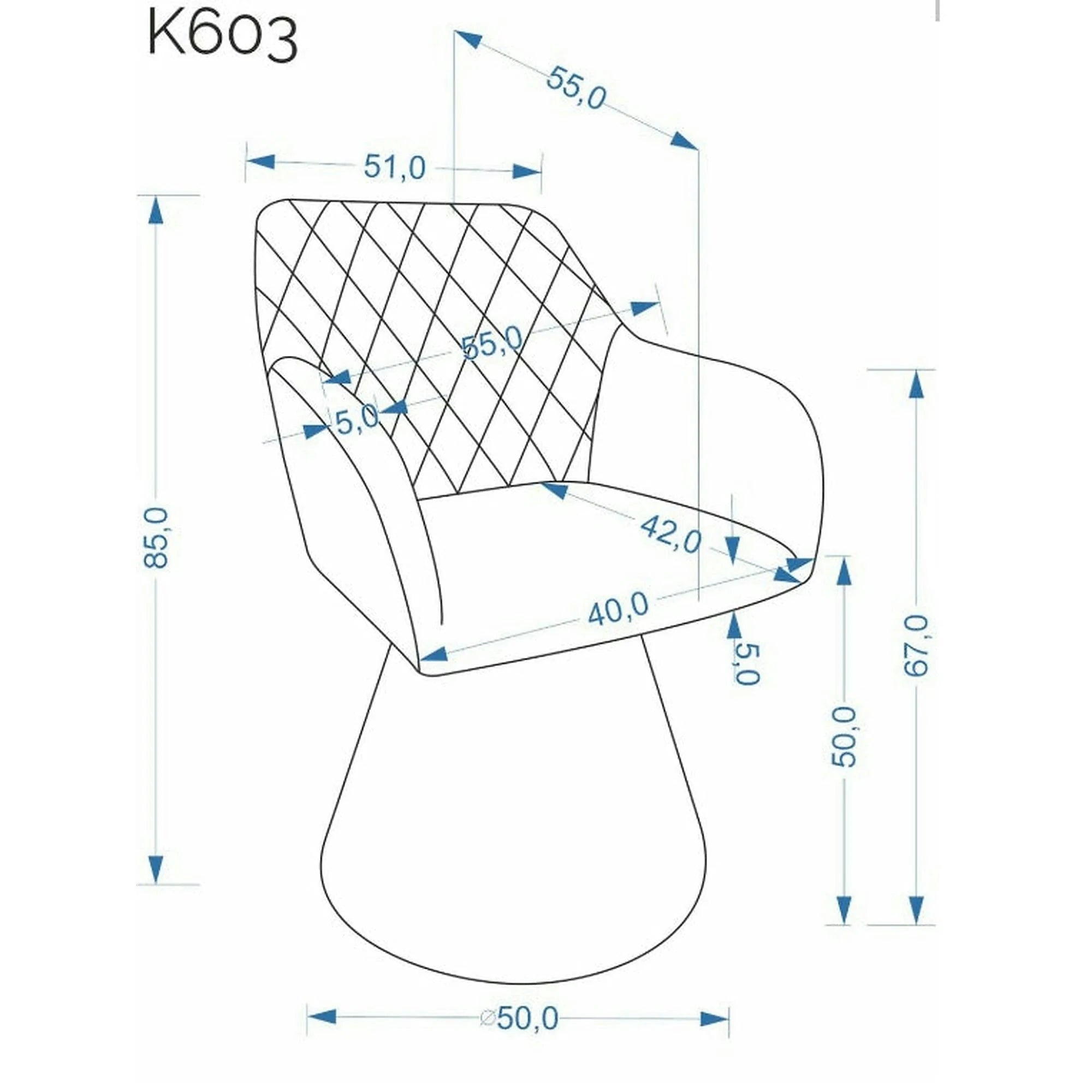 Scaun rotativ K603, stofa clasica gri, 55x55x85 cm