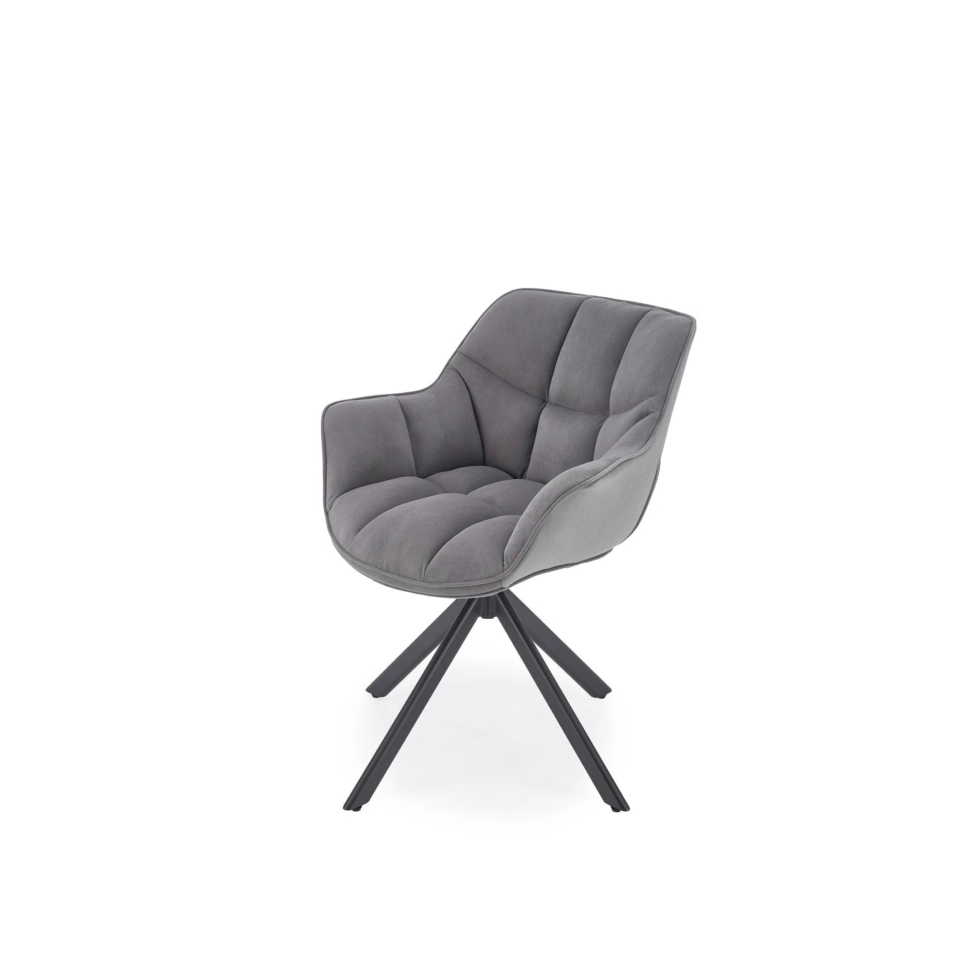 Scaun rotativ K610, gri/negru, stofa catifelata/metal, 65x64x79 cm