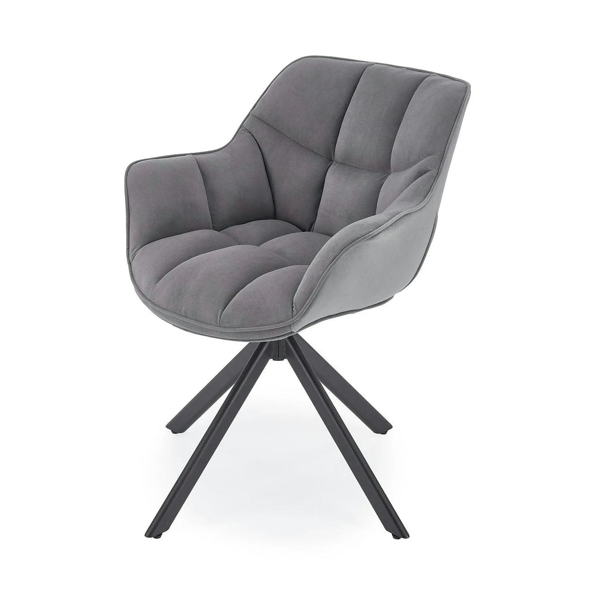 Scaun rotativ K610, gri/negru, stofa catifelata/metal, 65x64x79 cm