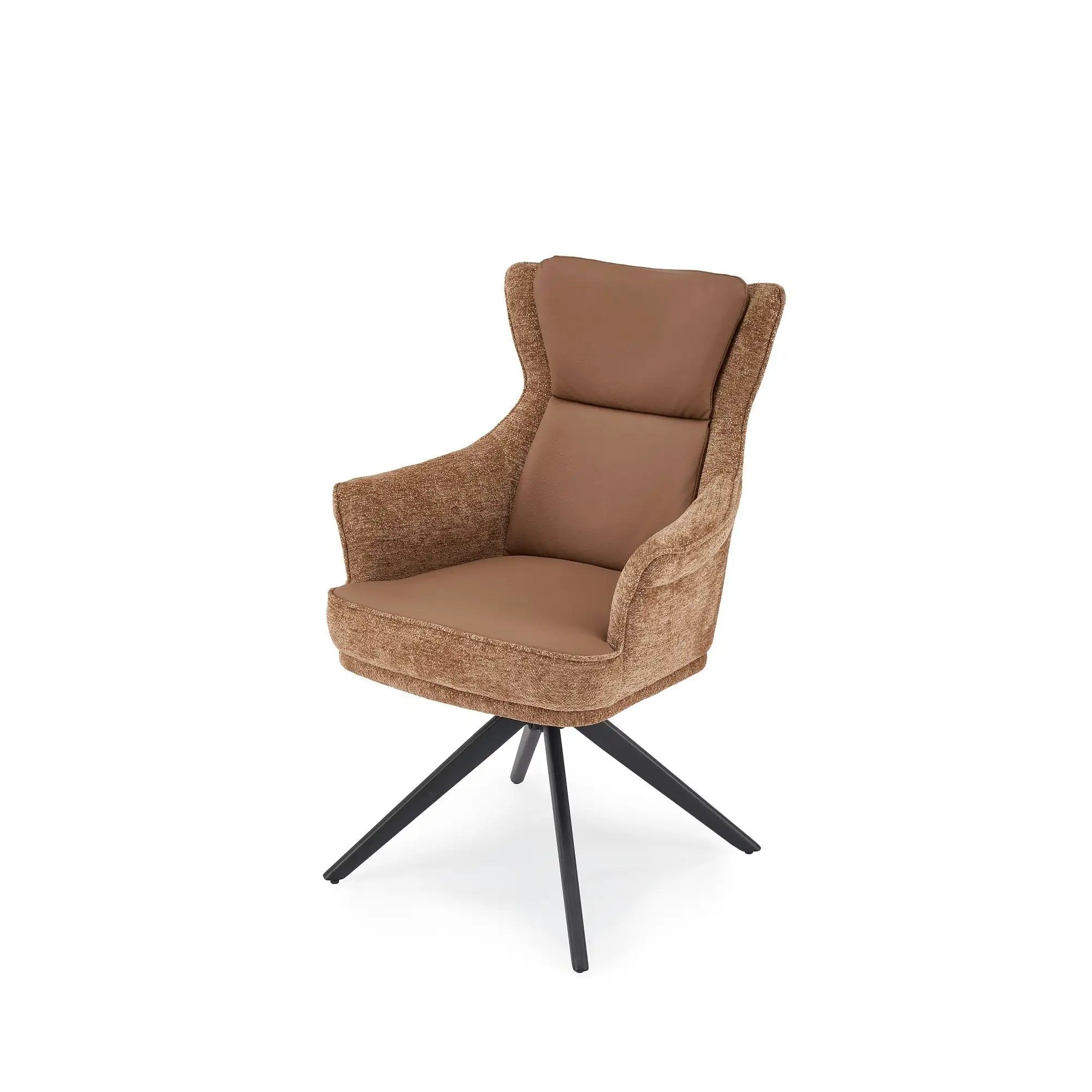 Scaun rotativ K611, maro, piele ecologica/stofa, 64x66x96 cm