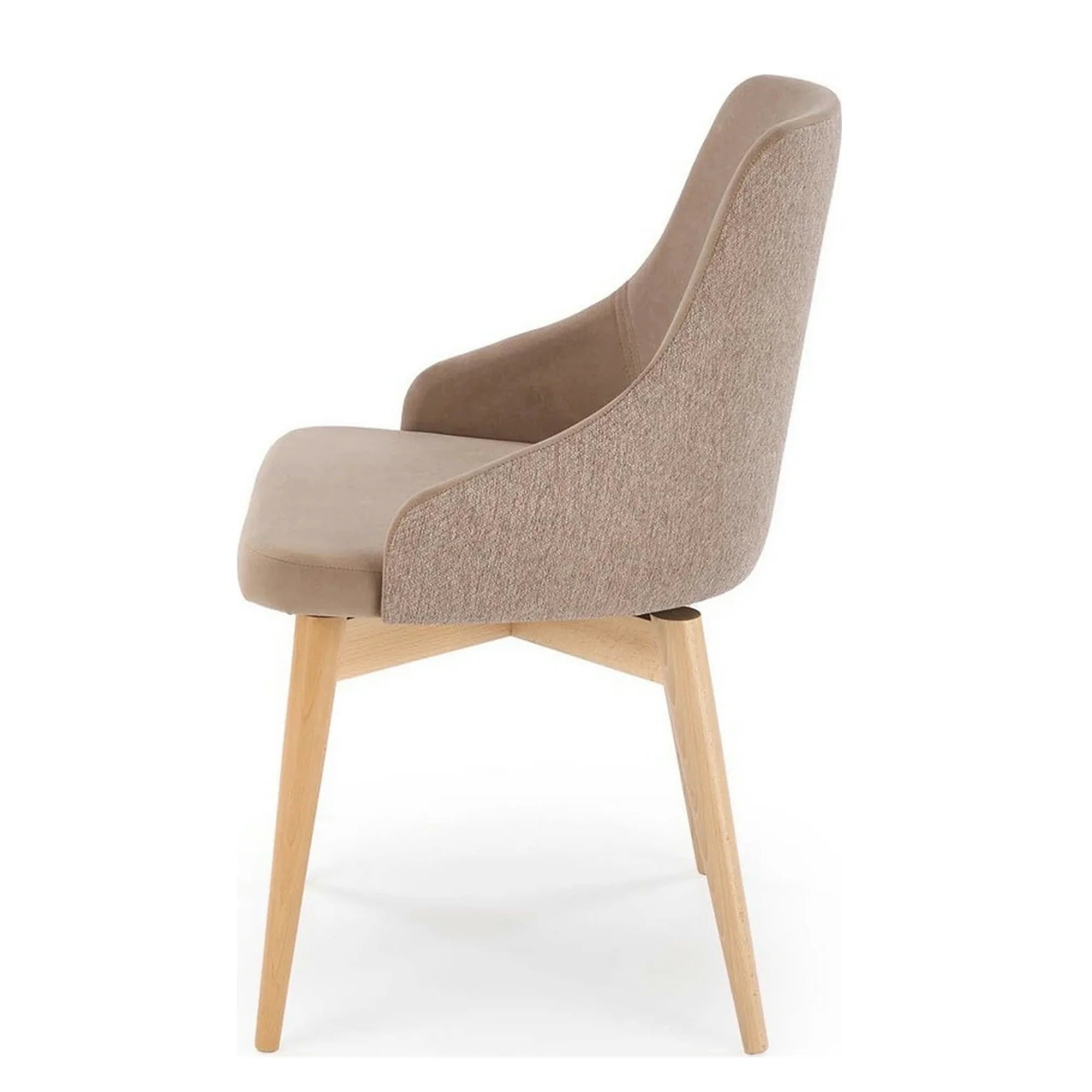 Scaun rotativ MALAGA, bej/stejar, stofa clasica/lemn, 50x53x79 cm