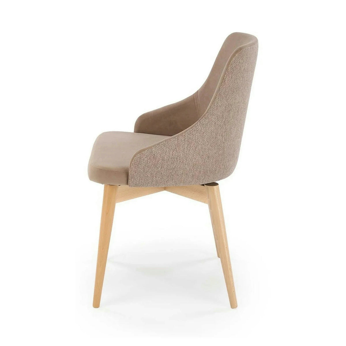 Scaun rotativ MALAGA, bej/stejar, stofa clasica/lemn, 50x53x79 cm