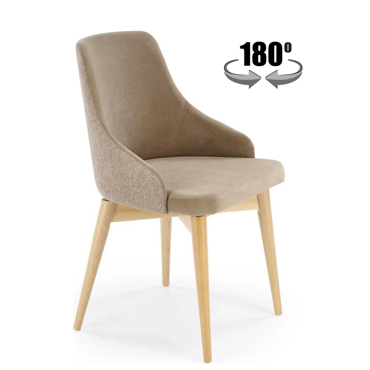 Scaun rotativ MALAGA, bej/stejar, stofa clasica/lemn, 50x53x79 cm