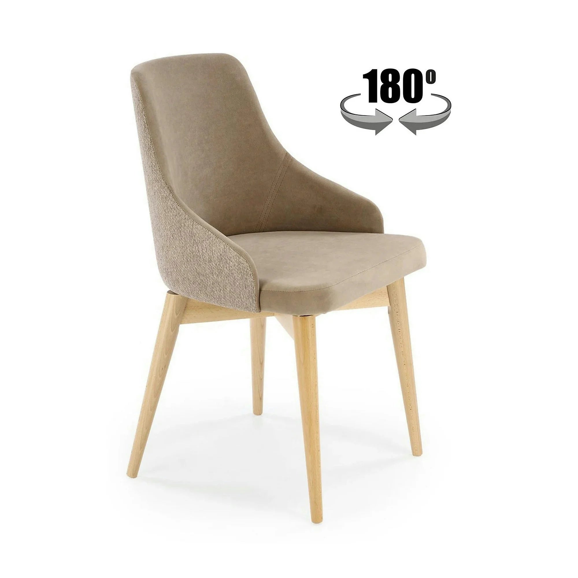 Scaun rotativ MALAGA, bej/stejar, stofa clasica/lemn, 50x53x79 cm