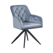 Scaun rotativ MAX, albastru deschis/negru, stofa catifelata/metal, 61x61x85 cm