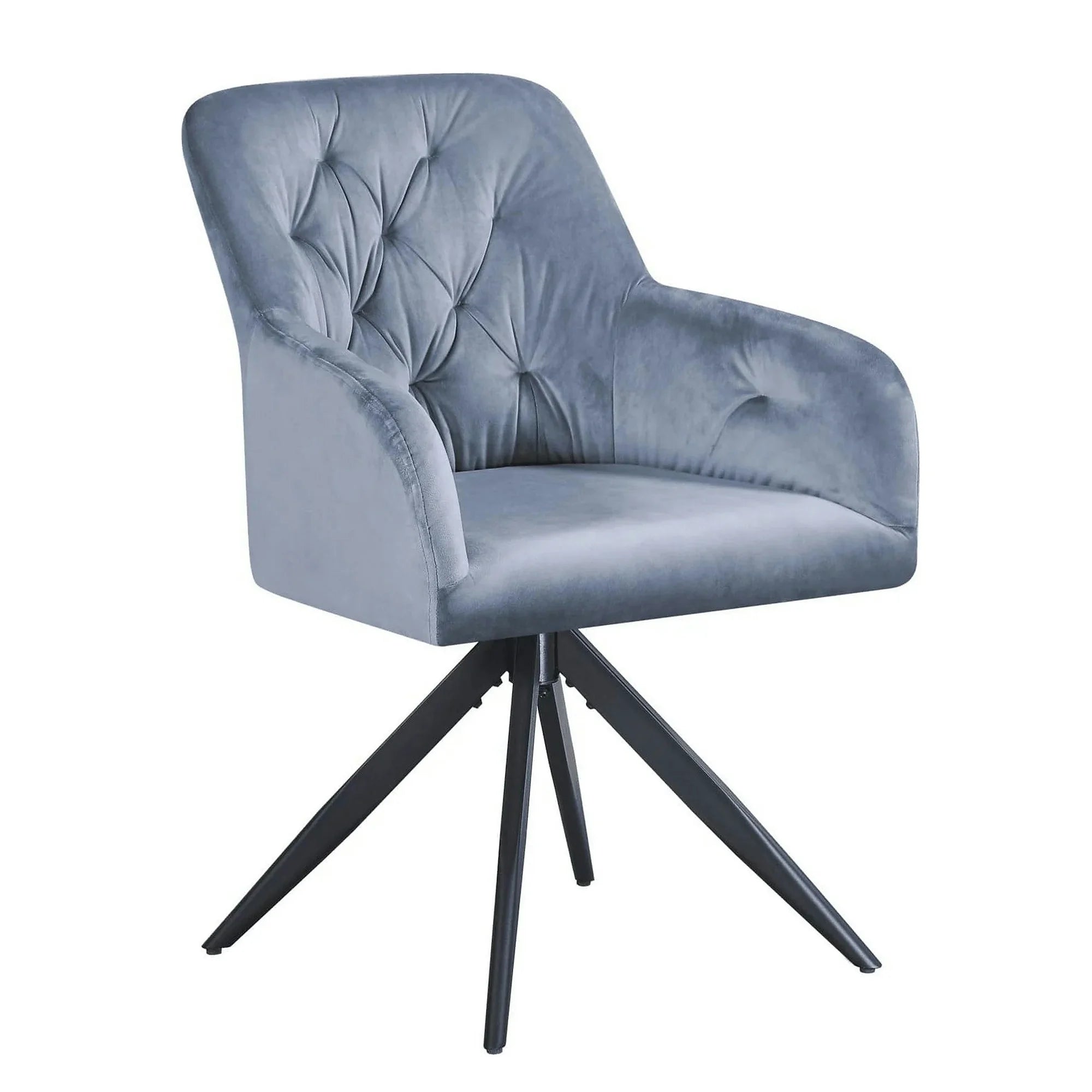 Scaun rotativ MAX, albastru deschis/negru, stofa catifelata/metal, 61x61x85 cm