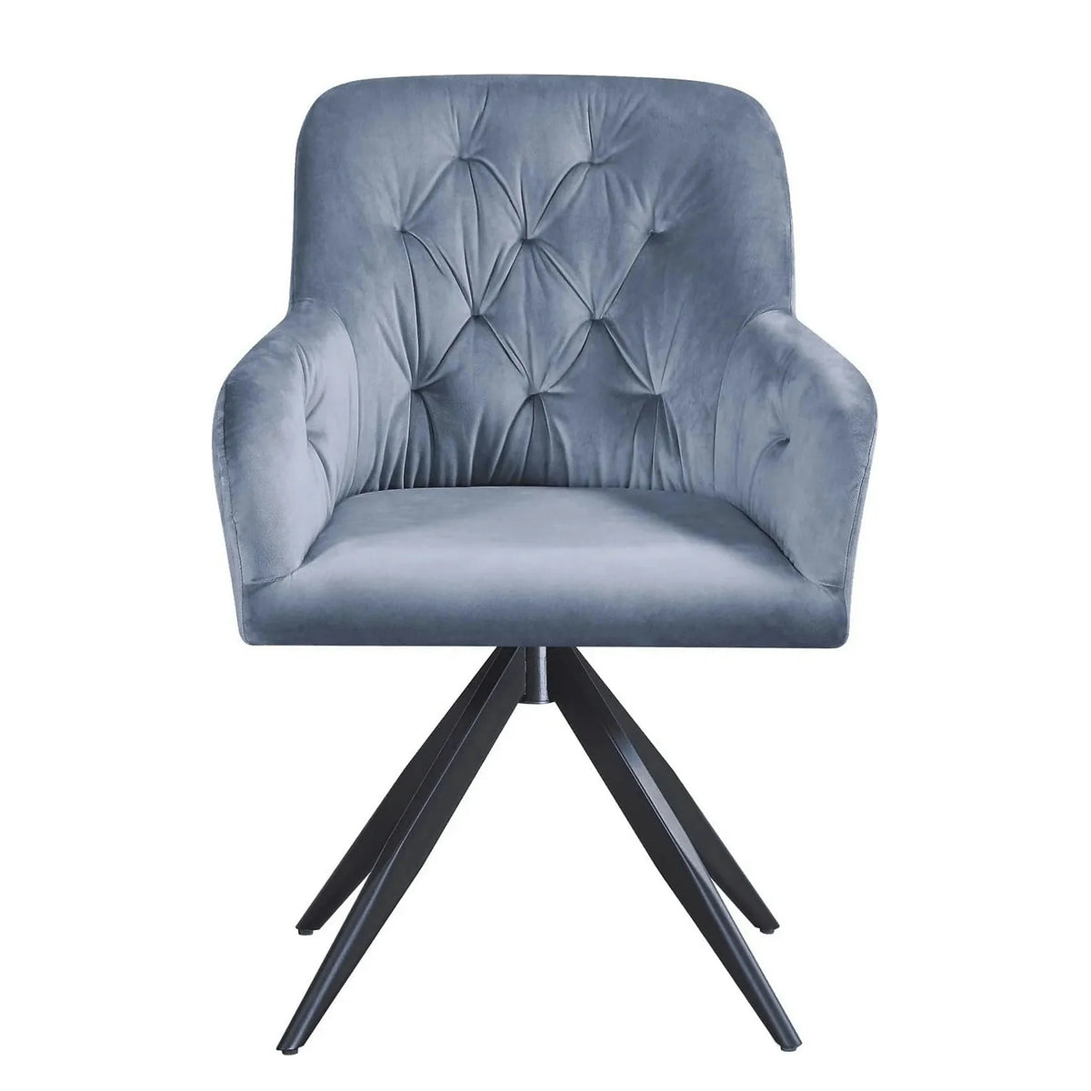 Scaun rotativ MAX, albastru deschis/negru, stofa catifelata/metal, 61x61x85 cm
