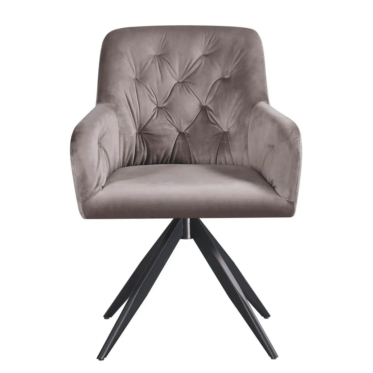 Scaun rotativ MAX, bej inchis/negru, stofa catifelata/metal, 61x61x85 cm