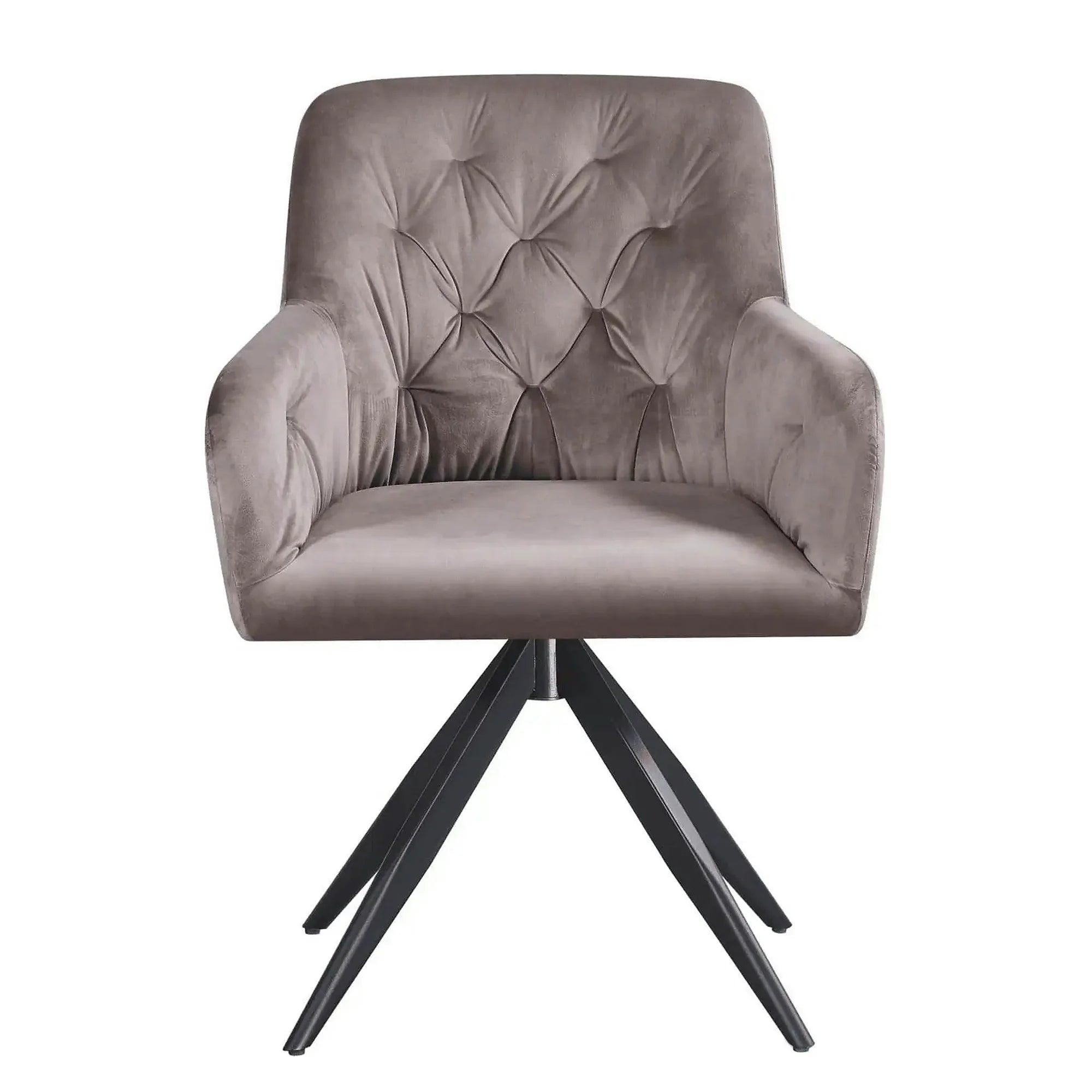 Scaun rotativ MAX, bej inchis/negru, stofa catifelata/metal, 61x61x85 cm