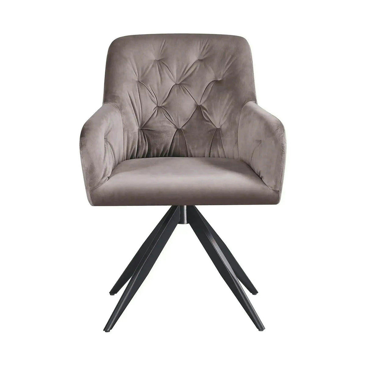 Scaun rotativ MAX, bej inchis/negru, stofa catifelata/metal, 61x61x85 cm