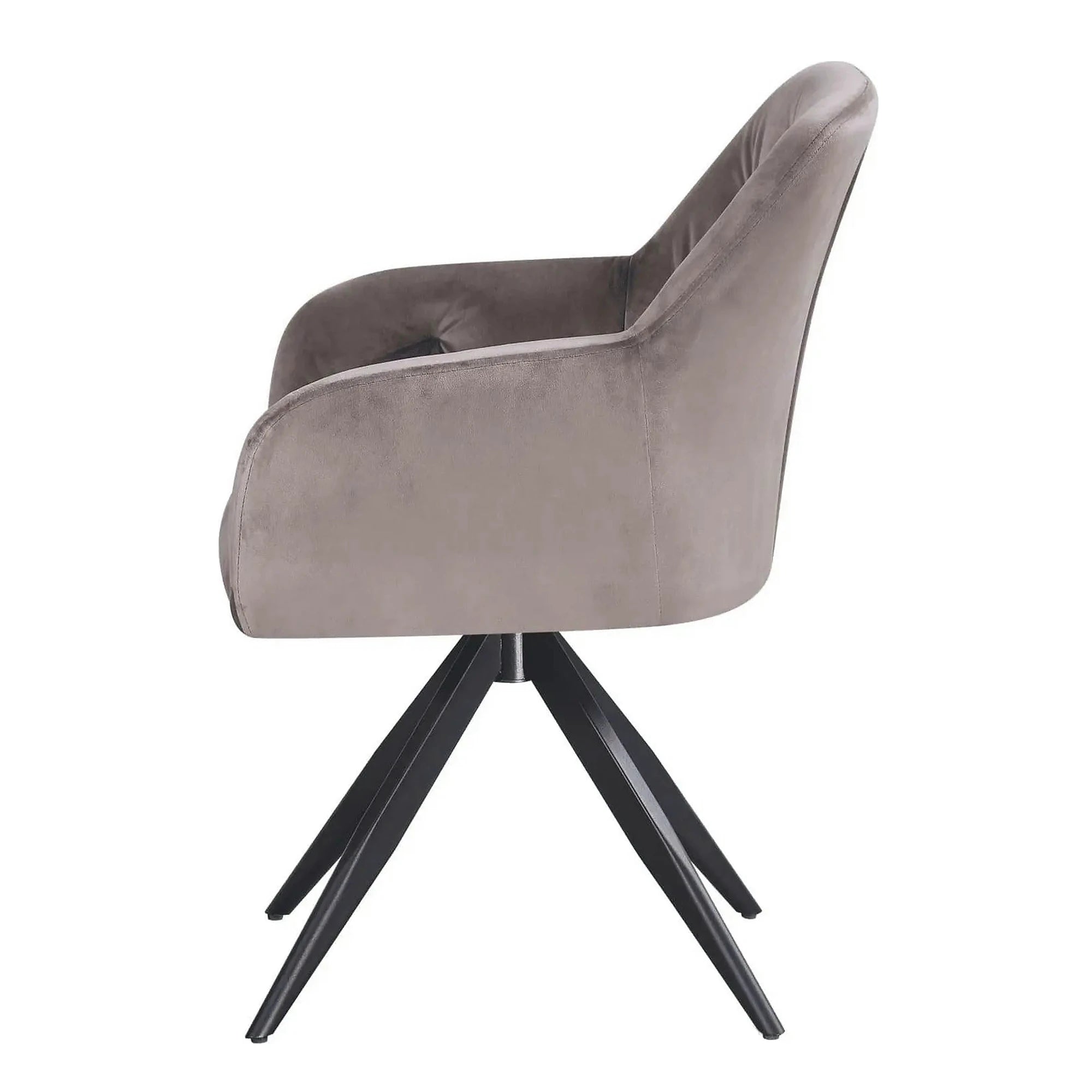 Scaun rotativ MAX, bej inchis/negru, stofa catifelata/metal, 61x61x85 cm