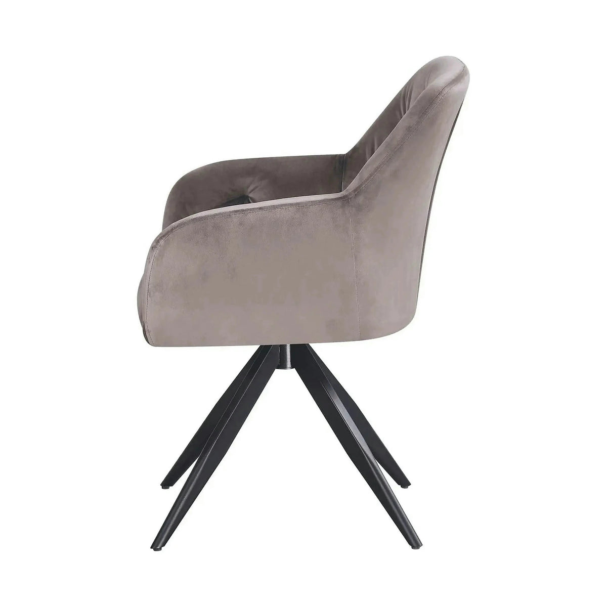 Scaun rotativ MAX, bej inchis/negru, stofa catifelata/metal, 61x61x85 cm