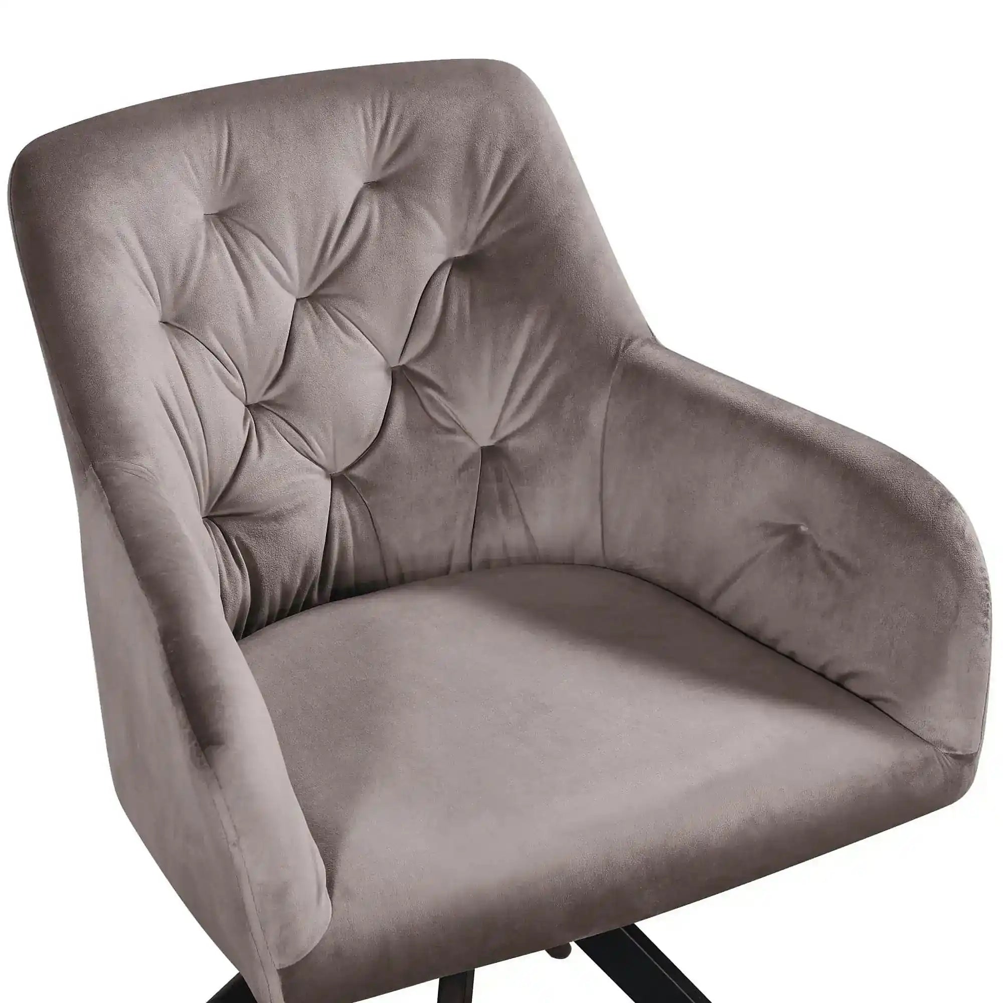 Scaun rotativ MAX, bej inchis/negru, stofa catifelata/metal, 61x61x85 cm