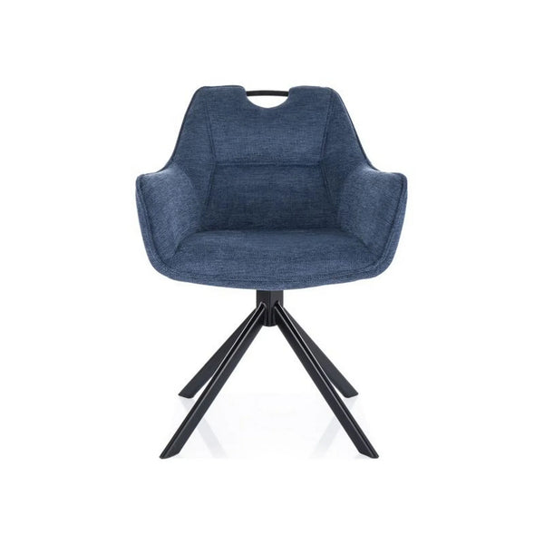 Scaun rotativ REMO, albastru/negru, stofa clasica/metal, 60x40x84 cm