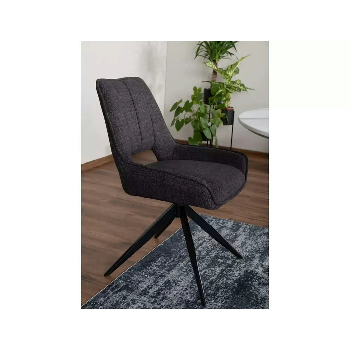 Scaun rotativ TELLO, gri/negru, stofa clasica/metal, 54x46x84 cm