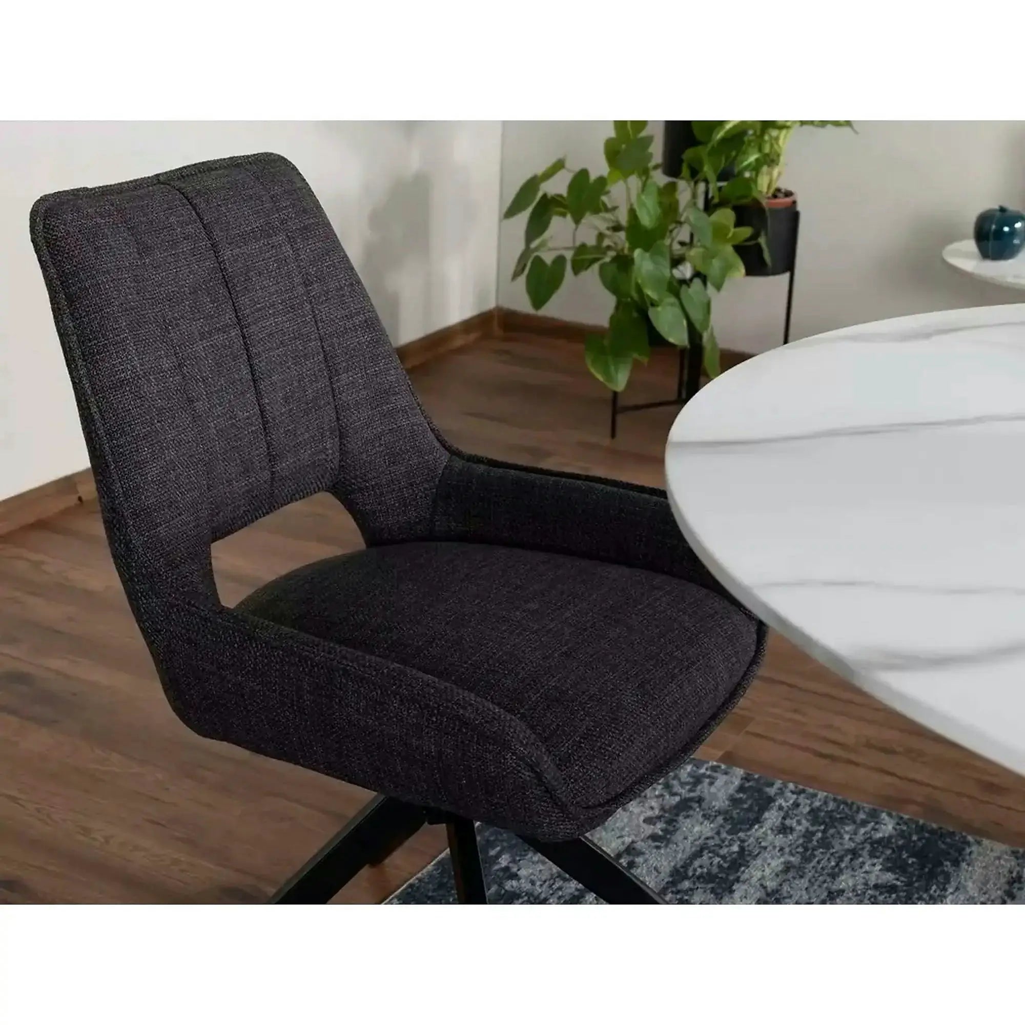 Scaun rotativ TELLO, gri/negru, stofa clasica/metal, 54x46x84 cm