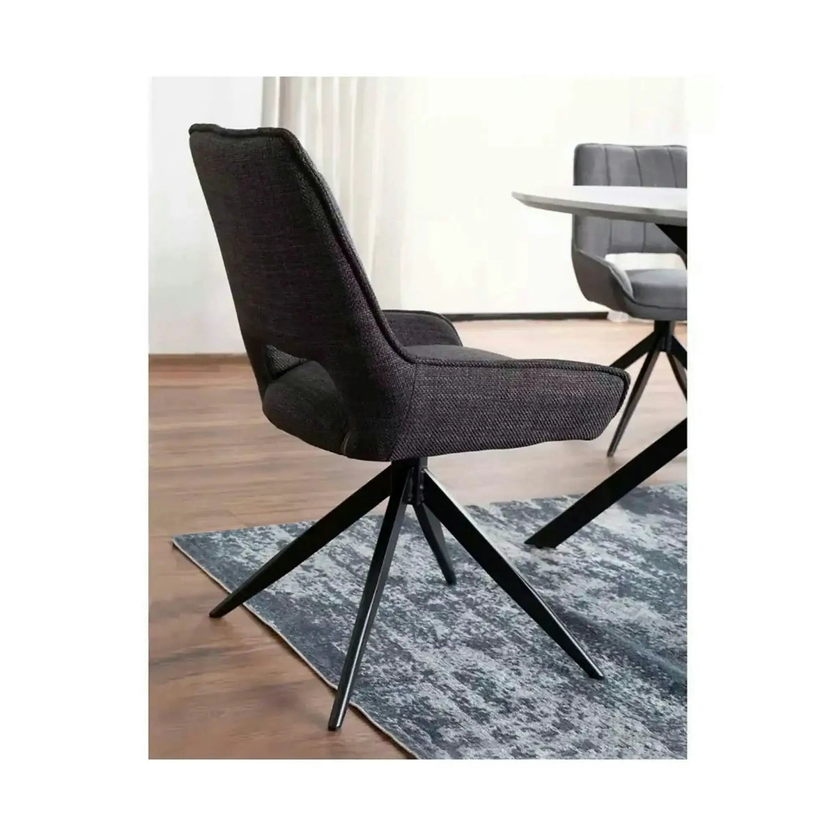 Scaun rotativ TELLO, gri/negru, stofa clasica/metal, 54x46x84 cm