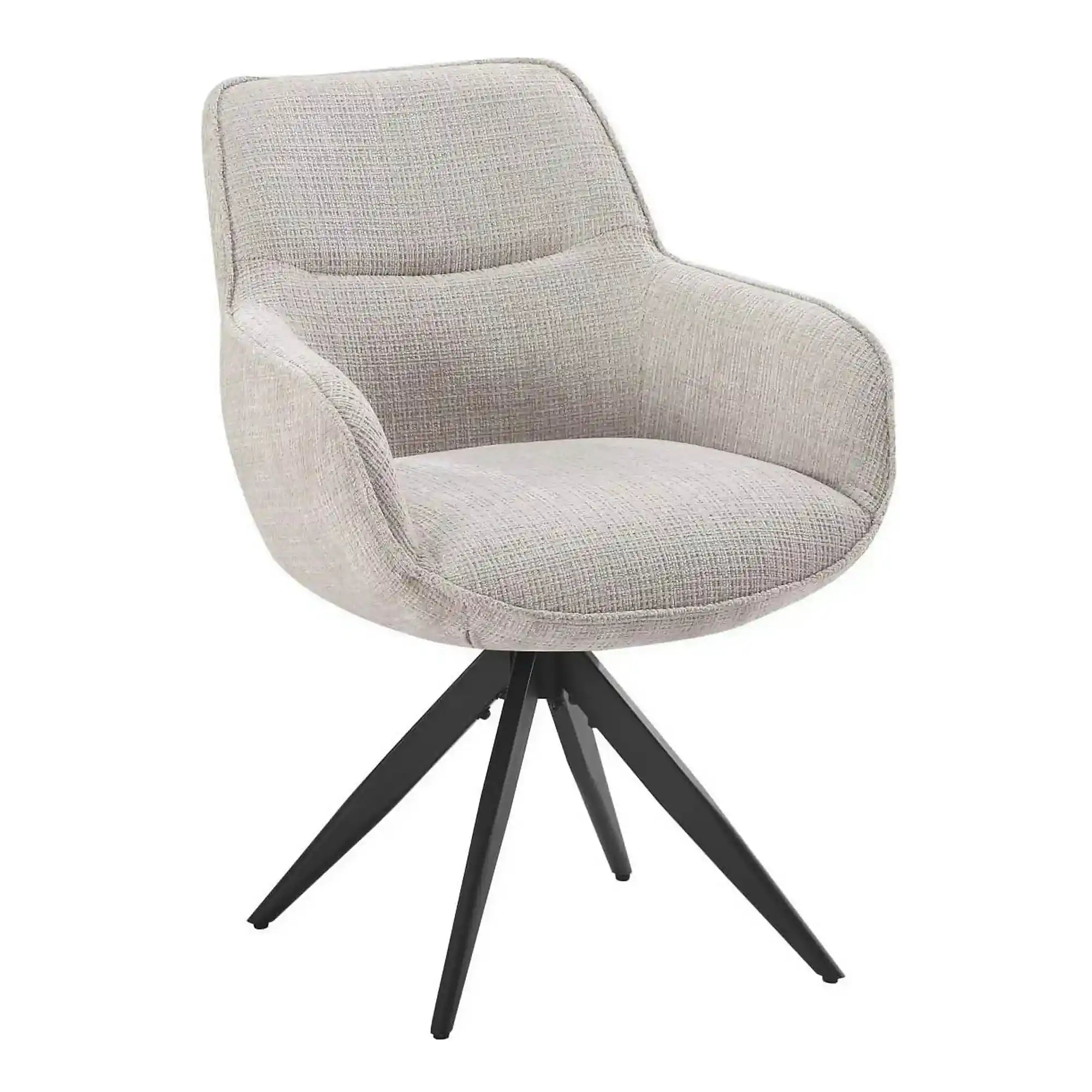 Scaun rotativ TURIN, bej/negru, stofa clasica/metal, 65x62x86 cm