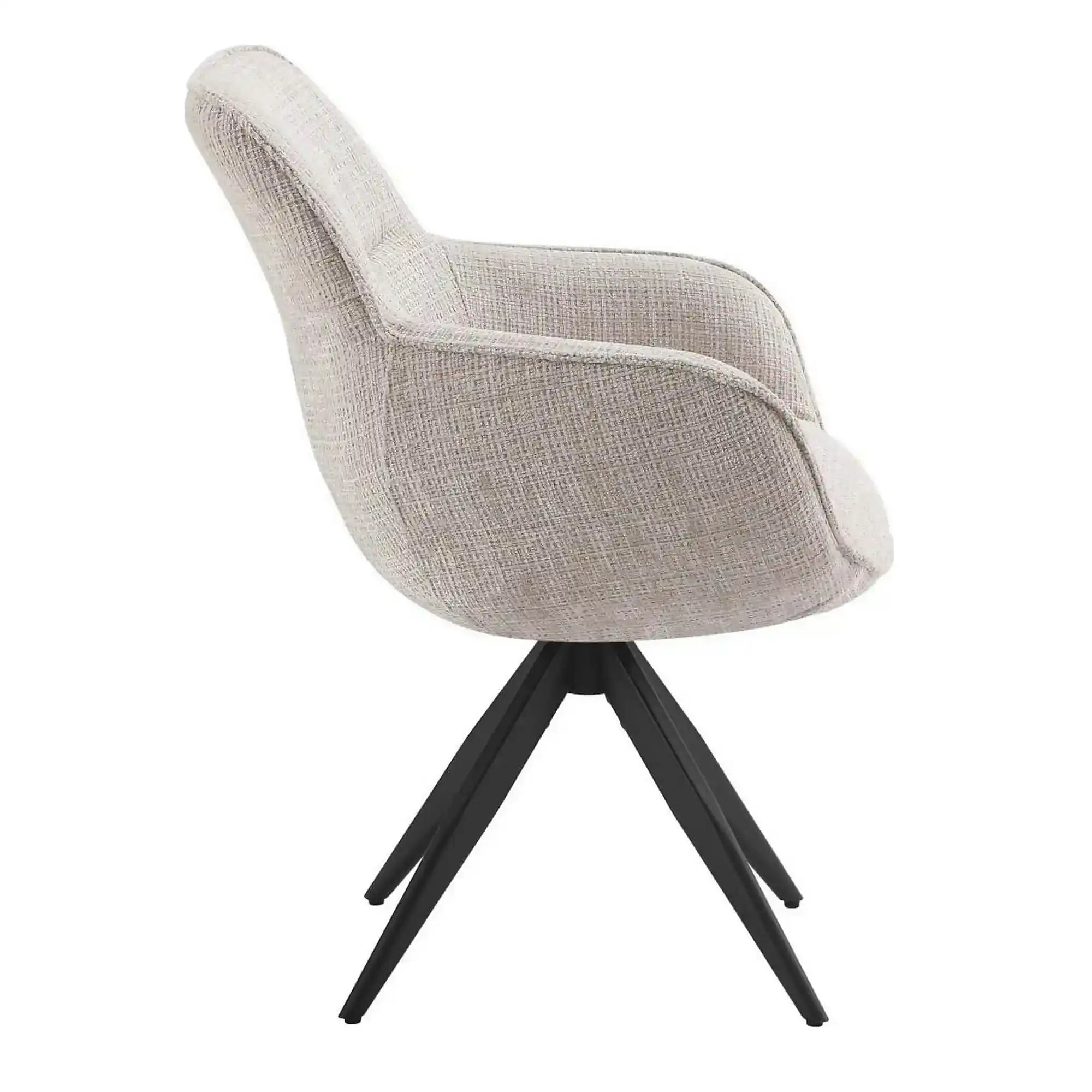 Scaun rotativ TURIN, bej/negru, stofa clasica/metal, 65x62x86 cm