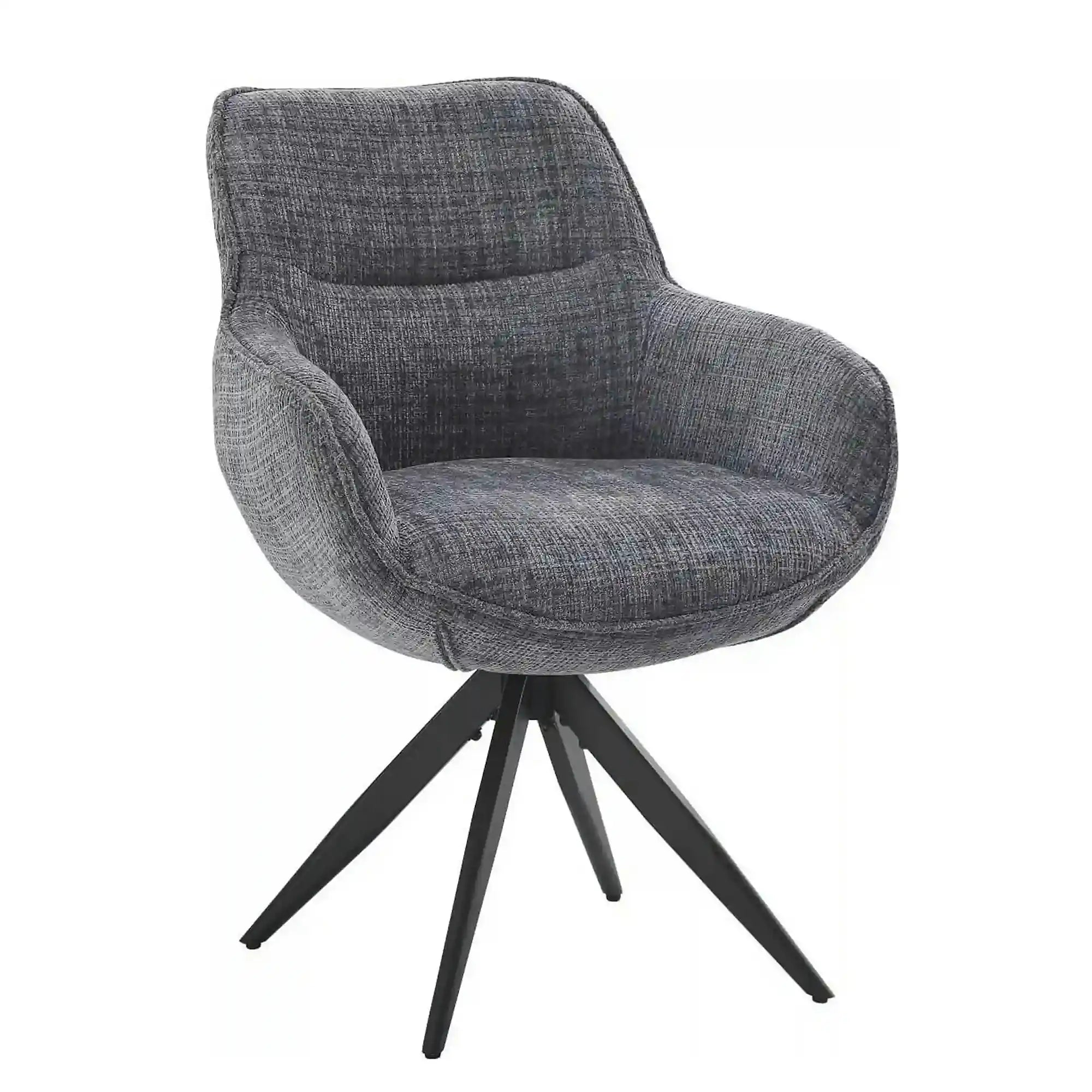 Scaun rotativ TURIN, gri inchis/negru, stofa clasica/metal, 65x62x86 cm