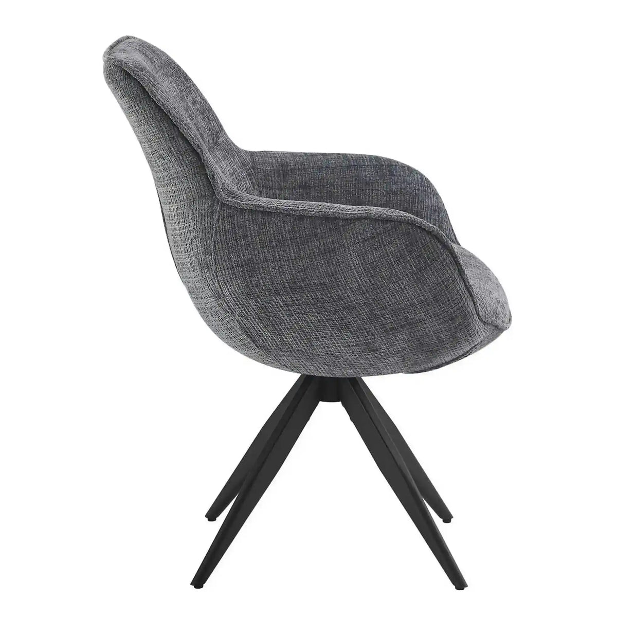Scaun rotativ TURIN, gri inchis/negru, stofa clasica/metal, 65x62x86 cm