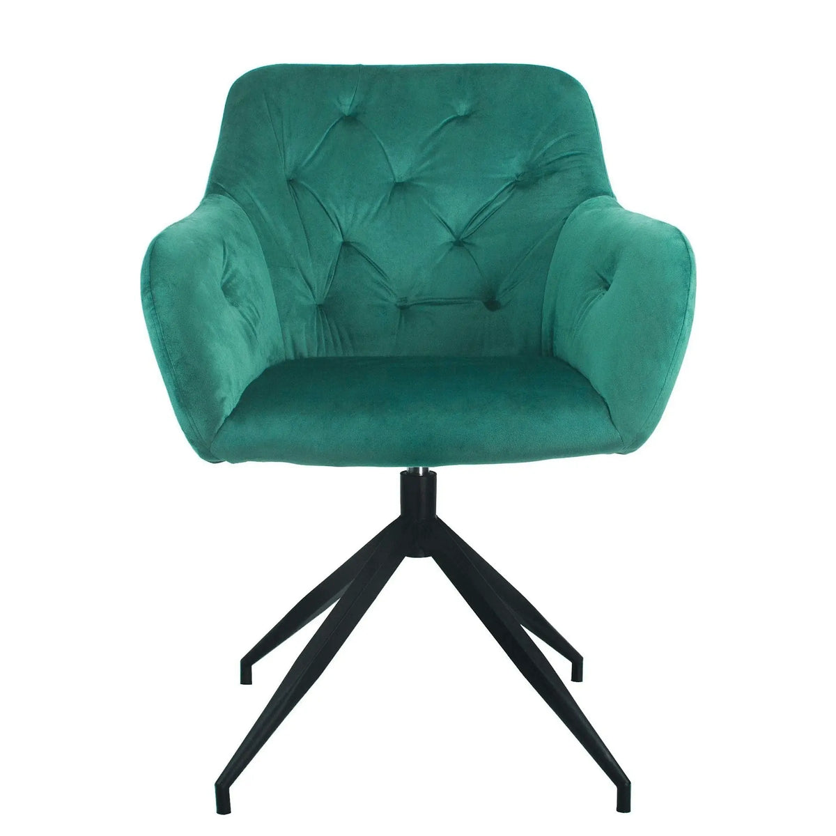 Scaun rotativ VELEZA NEW, verde/negru, stofa catifelata/metal, 66x66x83 cm