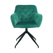 Scaun rotativ VELEZA NEW, verde/negru, stofa catifelata/metal, 66x66x83 cm