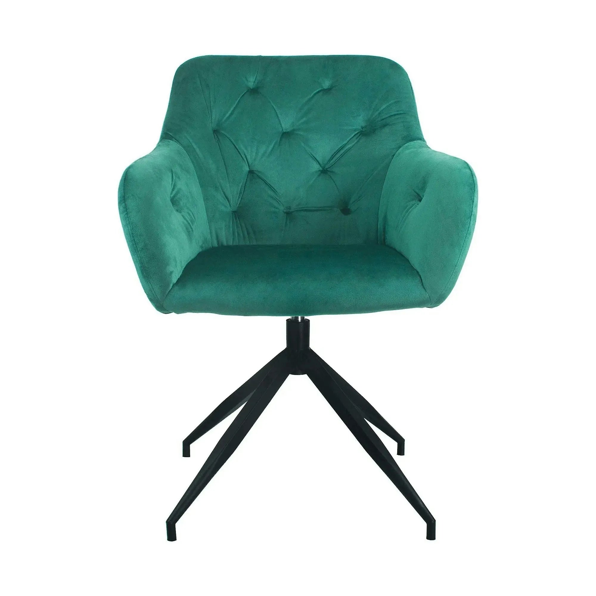 Scaun rotativ VELEZA NEW, verde/negru, stofa catifelata/metal, 66x66x83 cm