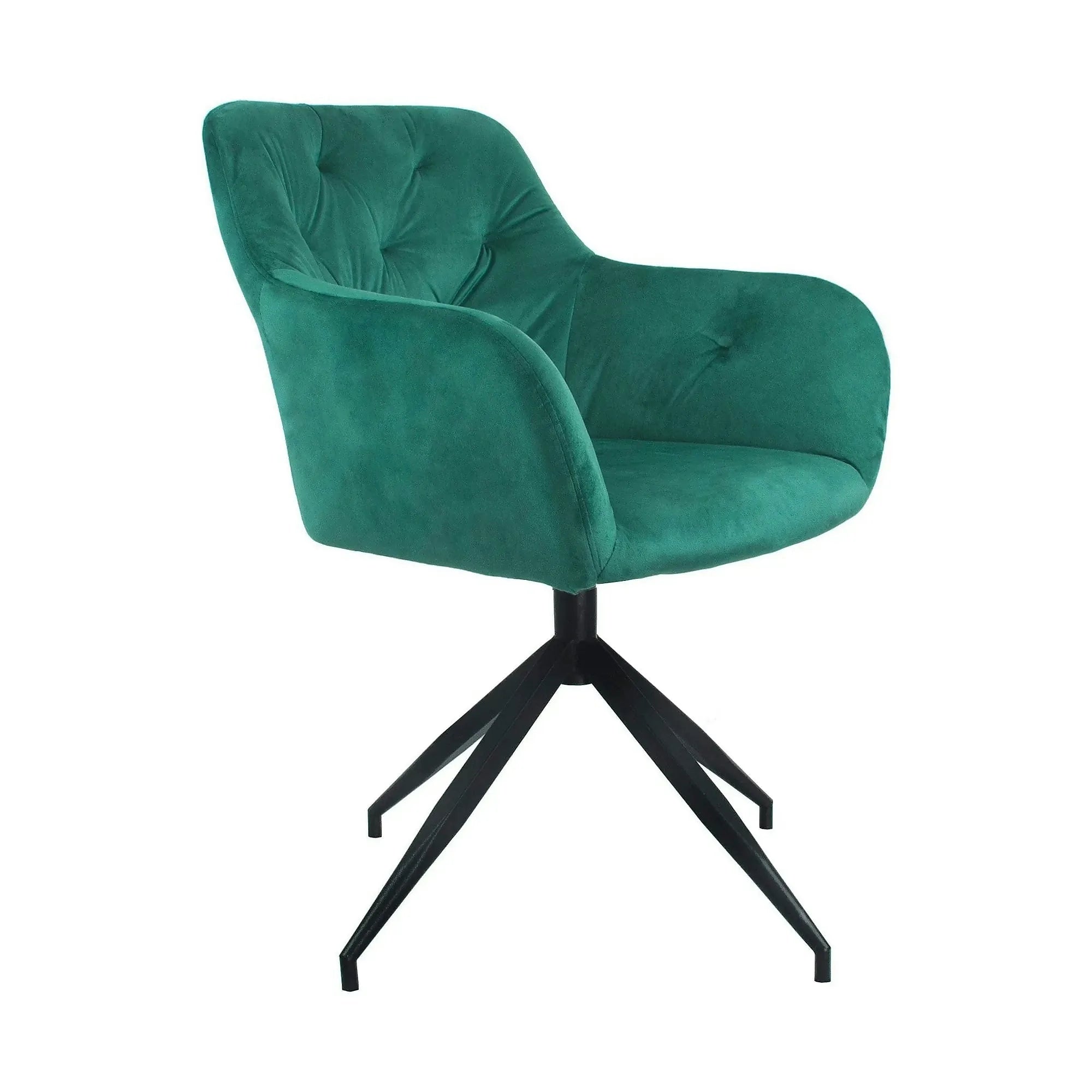 Scaun rotativ VELEZA NEW, verde/negru, stofa catifelata/metal, 66x66x83 cm