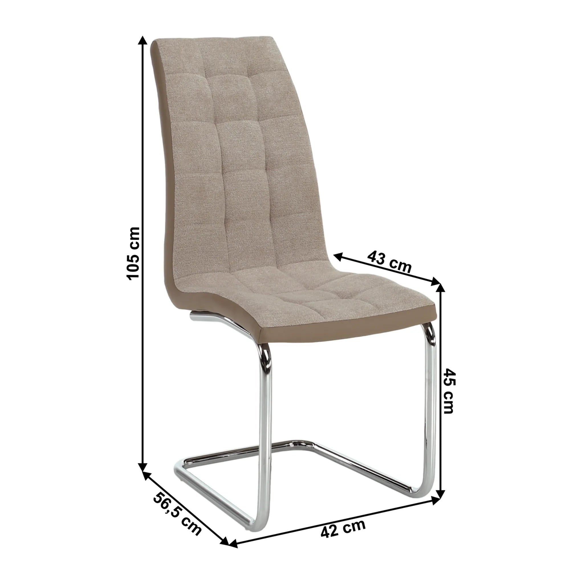 Scaun SALOMA NEW, bej/crom, textil/piele ecologica/metal, 42x57x105 cm