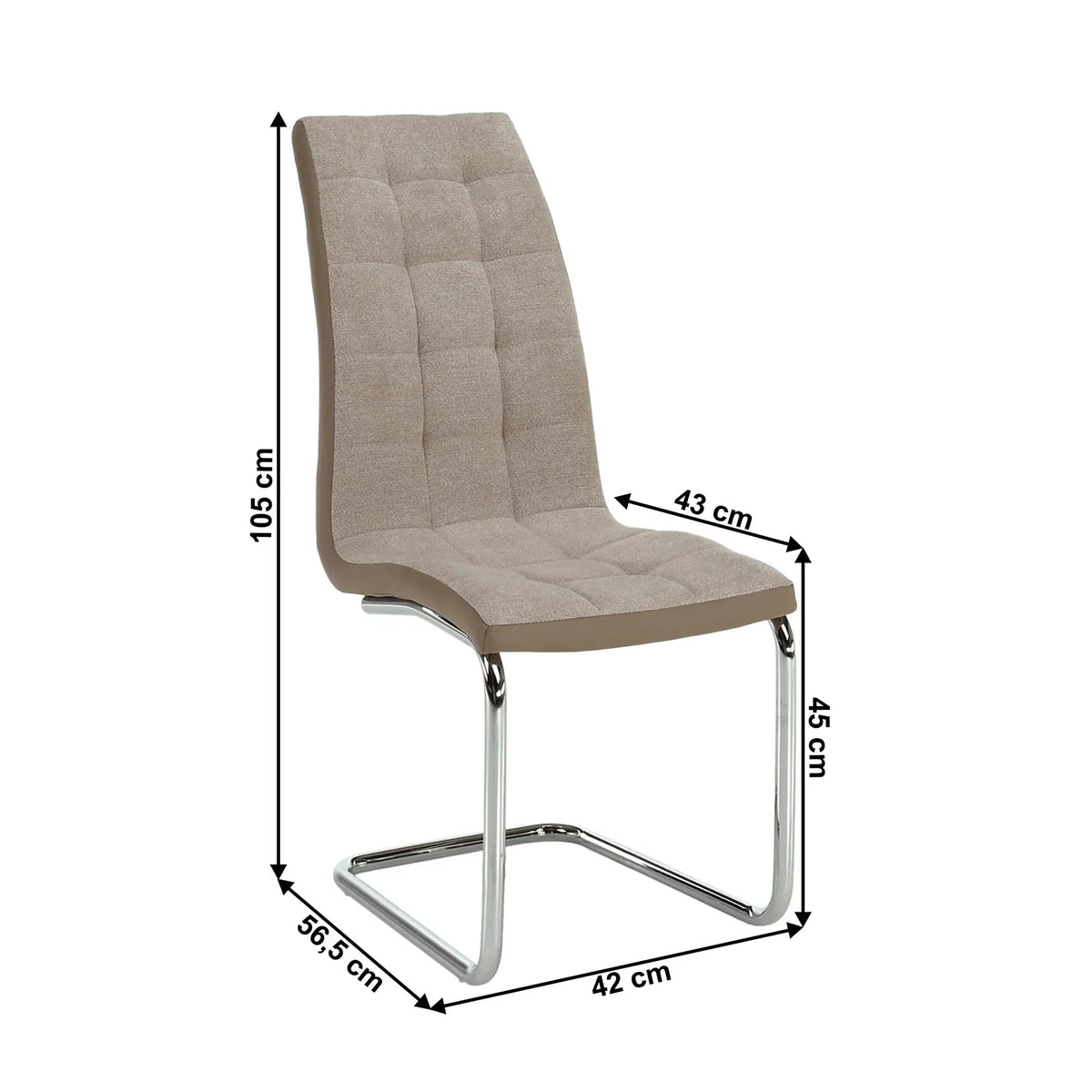 Scaun SALOMA NEW, bej/crom, textil/piele ecologica/metal, 42x57x105 cm