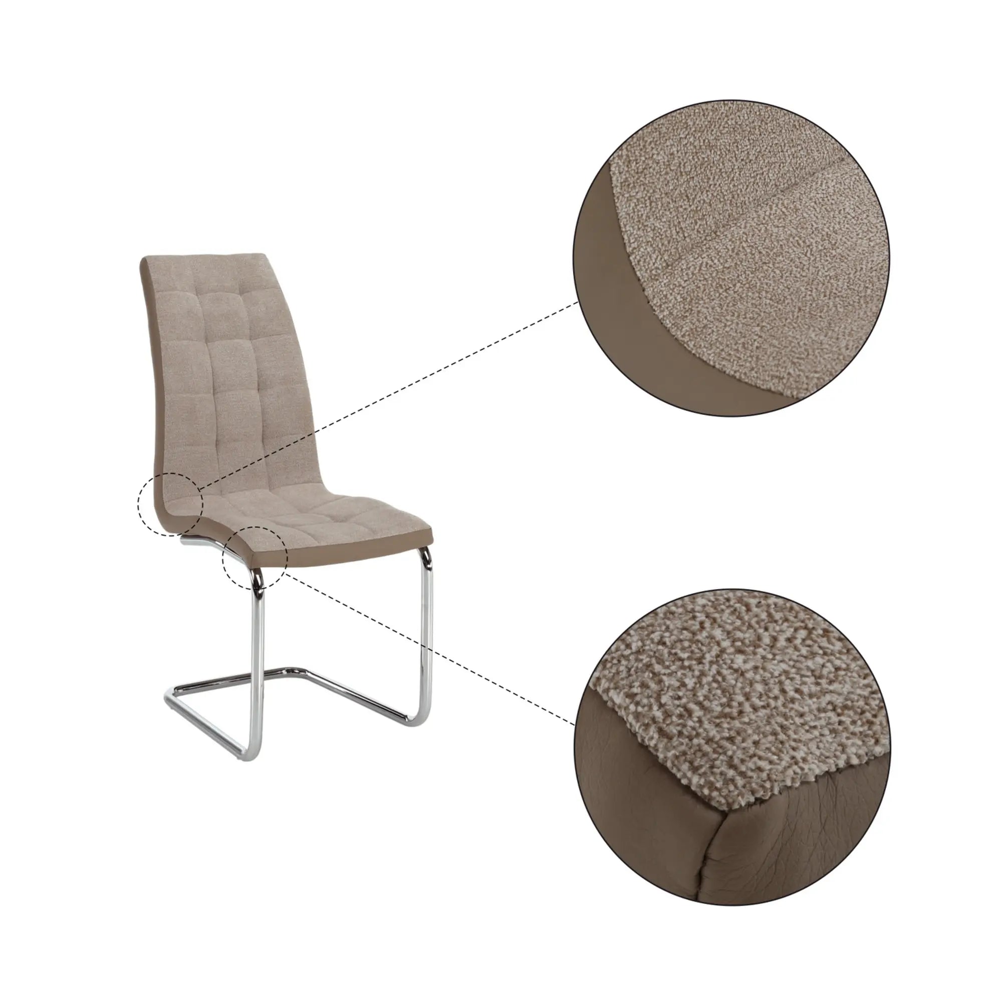 Scaun SALOMA NEW, bej/crom, textil/piele ecologica/metal, 42x57x105 cm