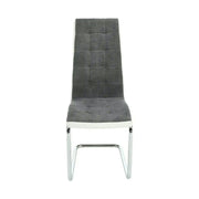 Scaun SALOMA NEW, gri/alb/crom, stofa clasica/piele ecologica/metal, 42x57x105 cm