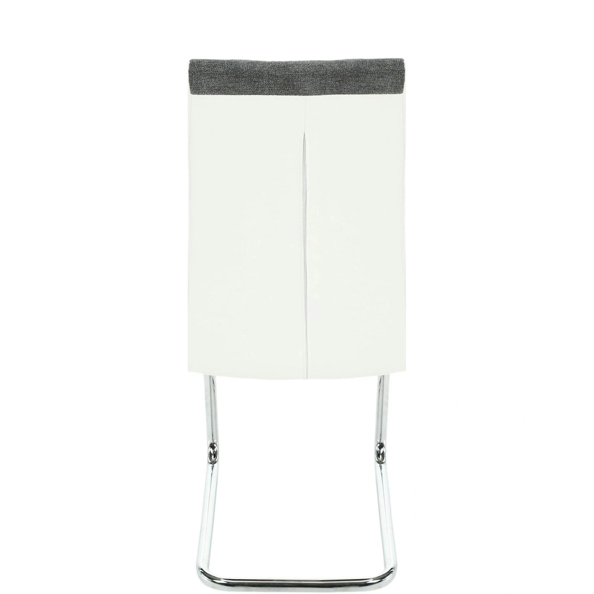 Scaun SALOMA NEW, gri/alb/crom, stofa clasica/piele ecologica/metal, 42x57x105 cm