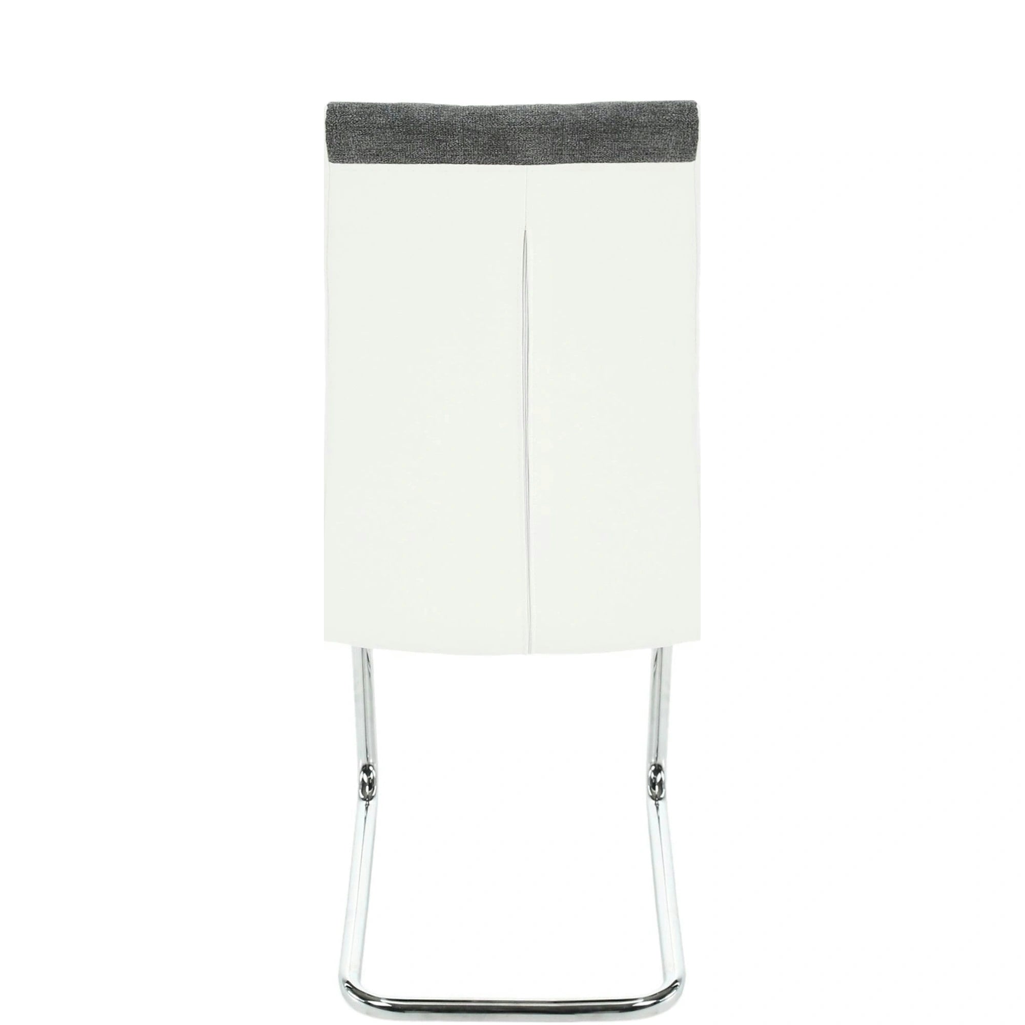 Scaun SALOMA NEW, gri/alb/crom, stofa clasica/piele ecologica/metal, 42x57x105 cm