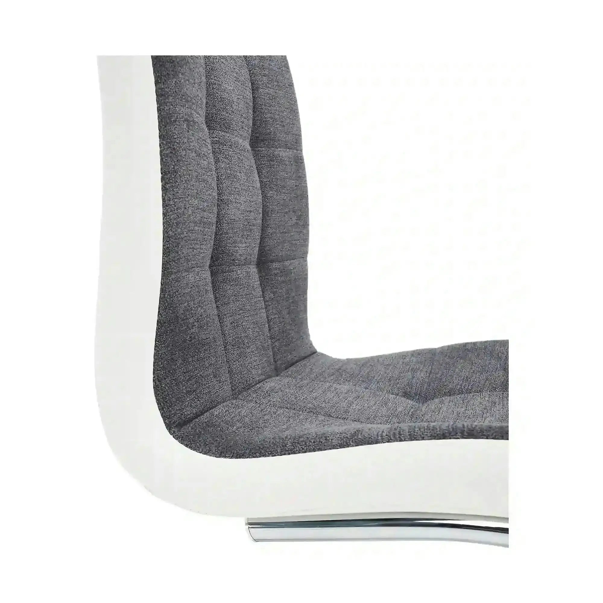Scaun SALOMA NEW, gri/alb/crom, stofa clasica/piele ecologica/metal, 42x57x105 cm