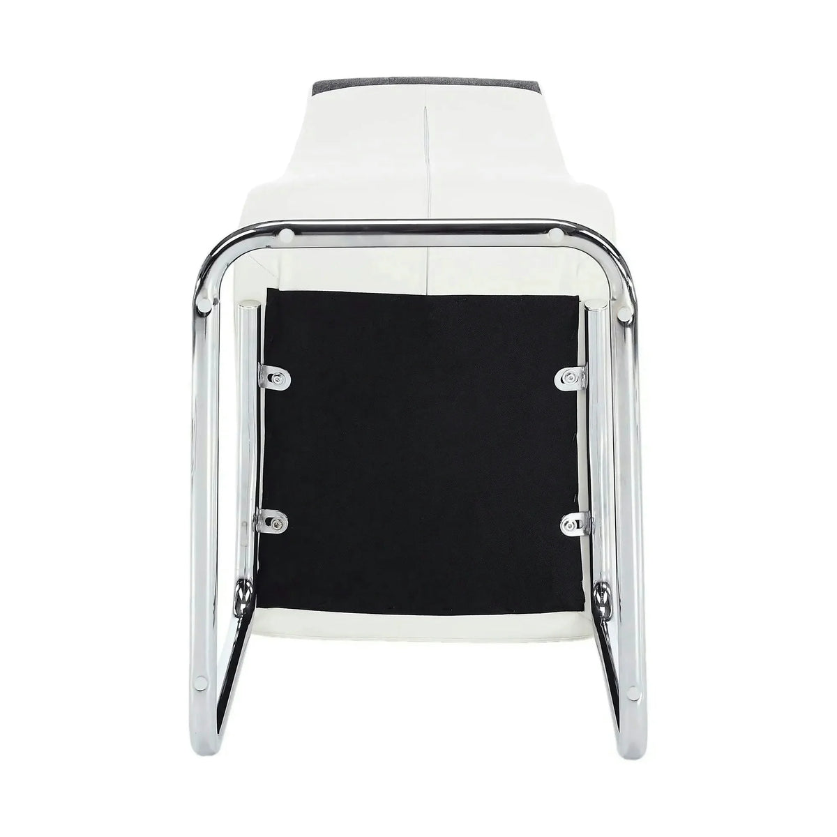 Scaun SALOMA NEW, gri/alb/crom, stofa clasica/piele ecologica/metal, 42x57x105 cm