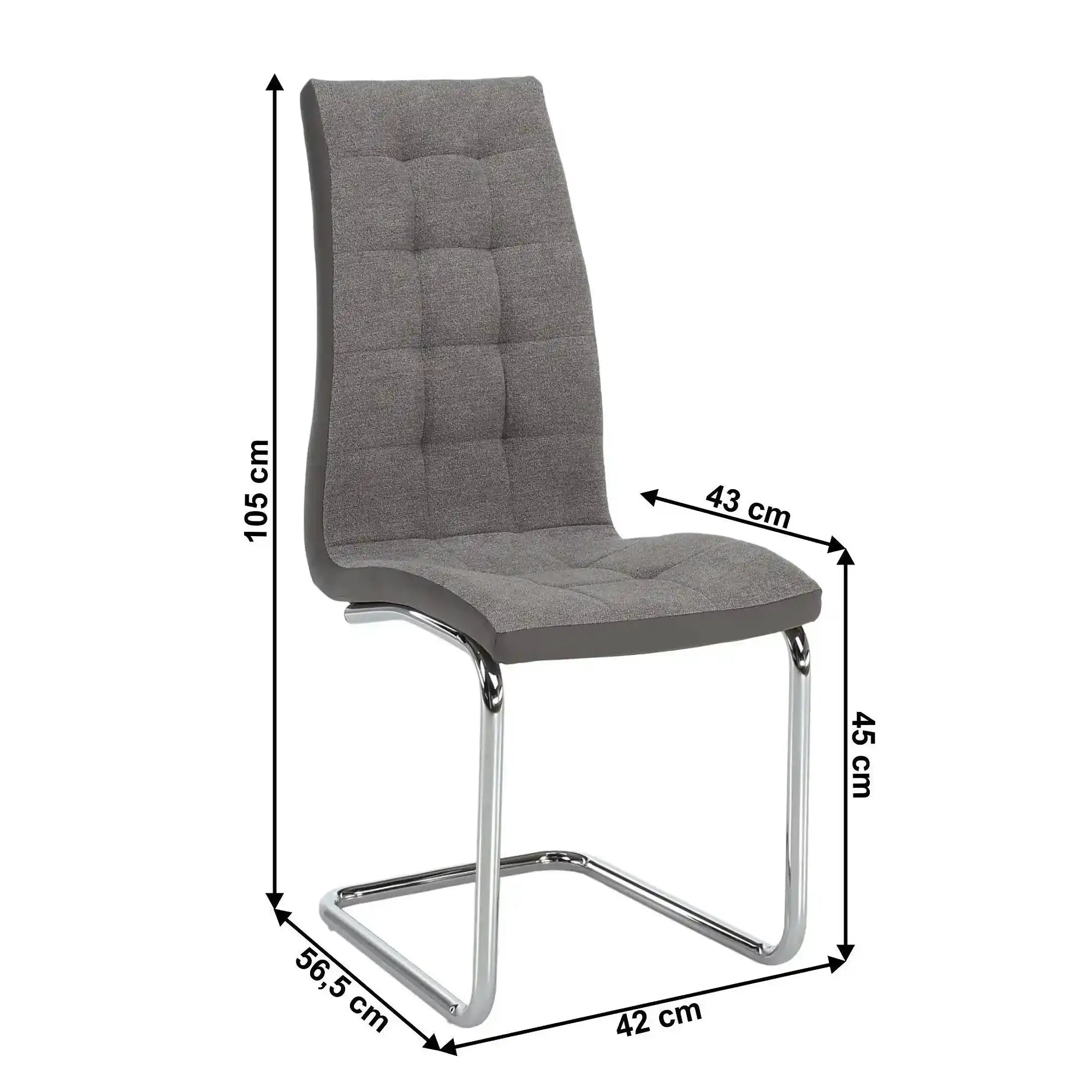 Scaun SALOMA NEW, gri, stofa clasica/pielele ecologica/metal, 42x56.5x105 cm