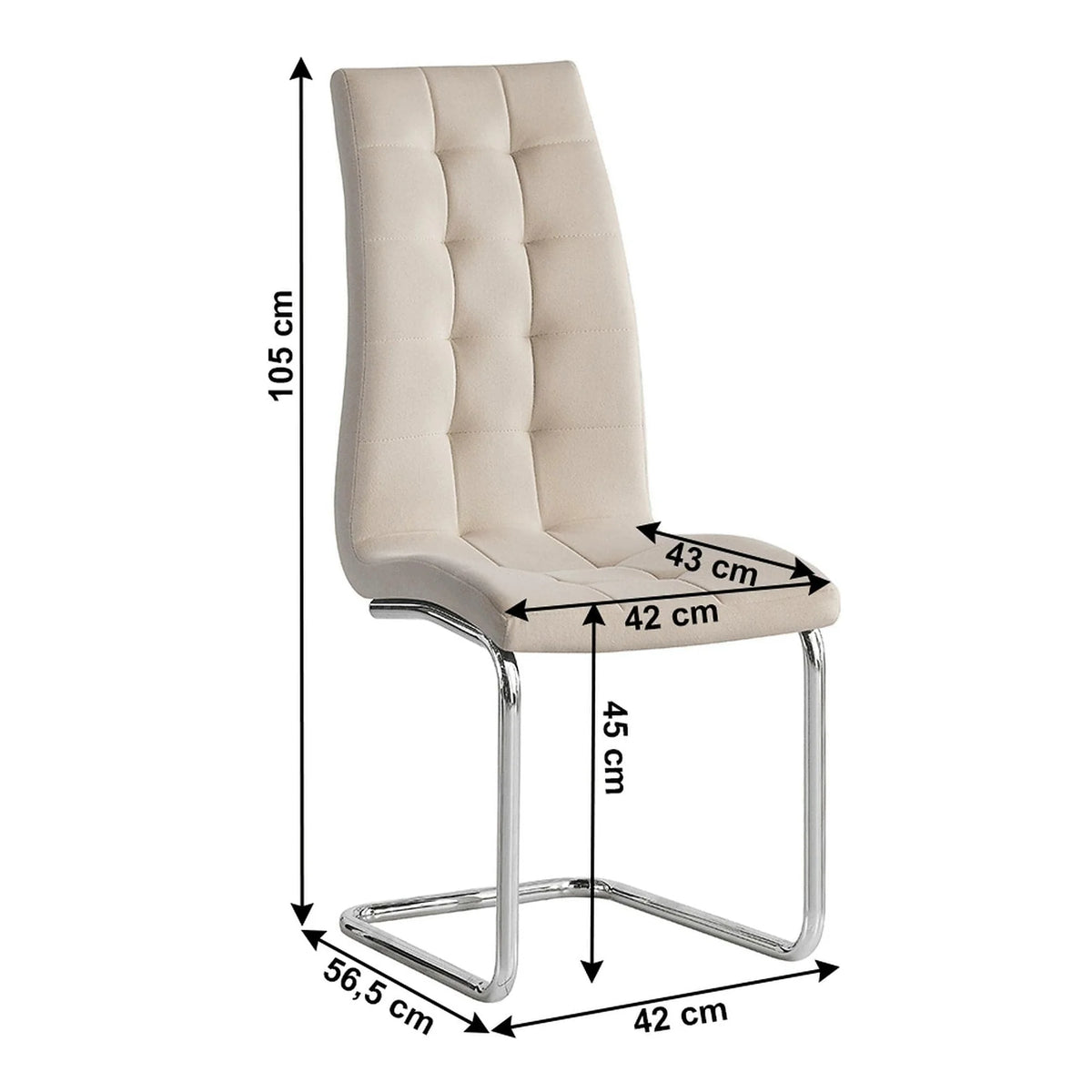 Scaun SALOMA NEW, stofa catifelata/metal, bej, 42x56,5x105 cm