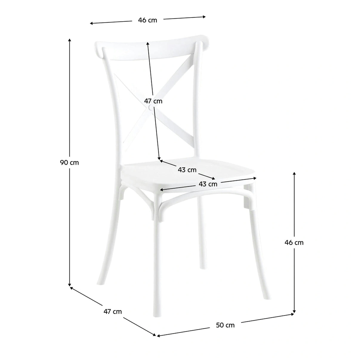 Scaun SAVITA, alb, plastic, 50x47x90 cm