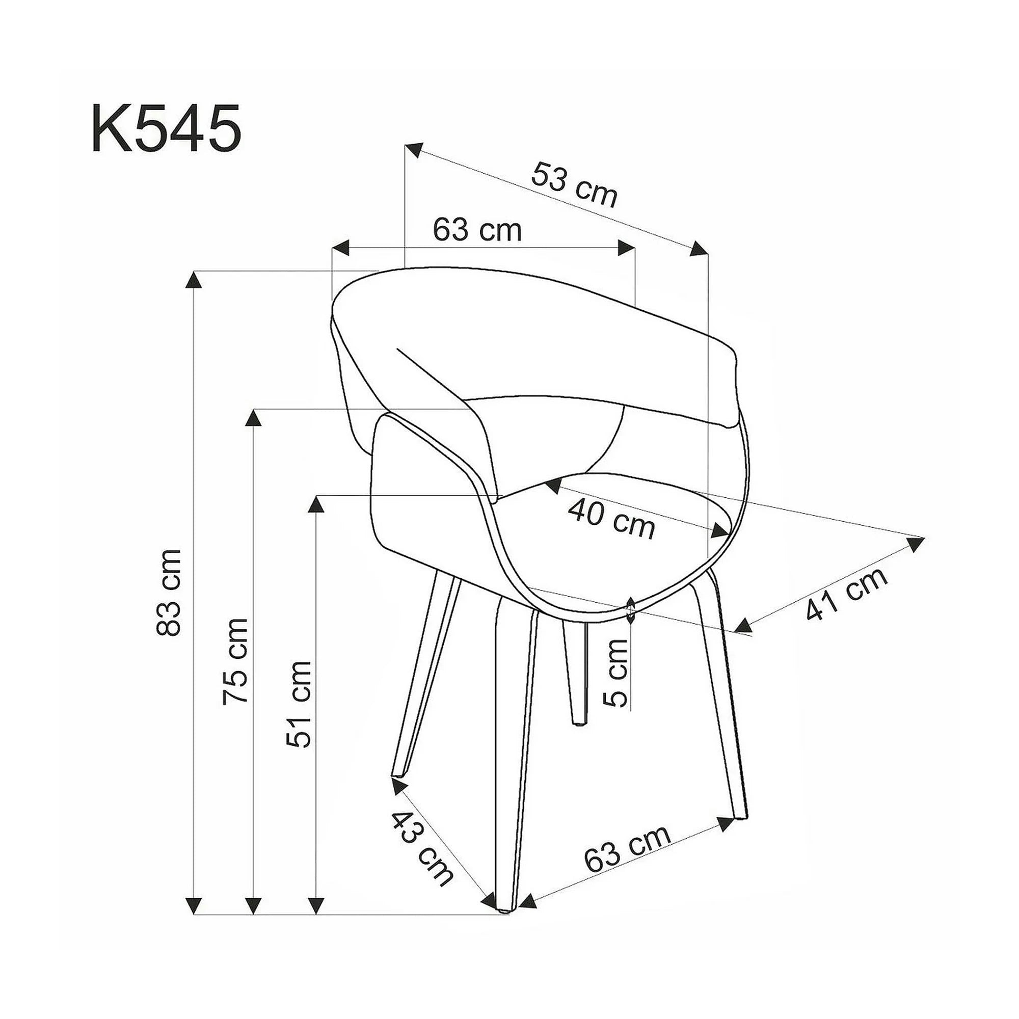 Scaun scandinav tapitat K545, bej/nuc, stofa clasica/placaj, 63x53x83 cm