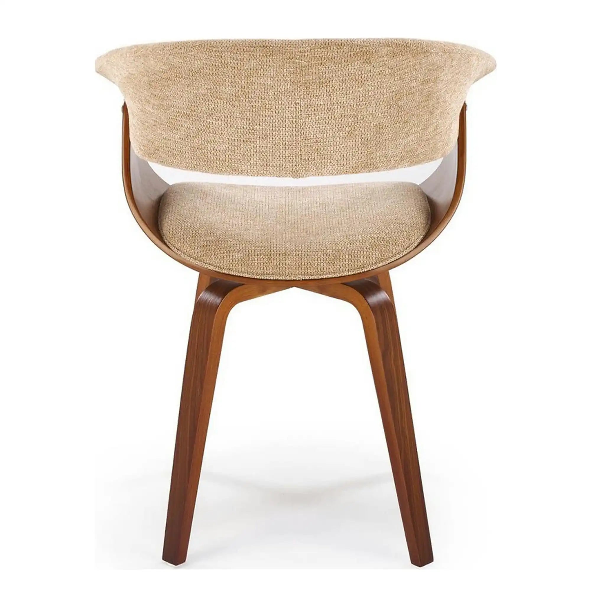 Scaun scandinav tapitat K545, bej/nuc, stofa clasica/placaj, 63x53x83 cm